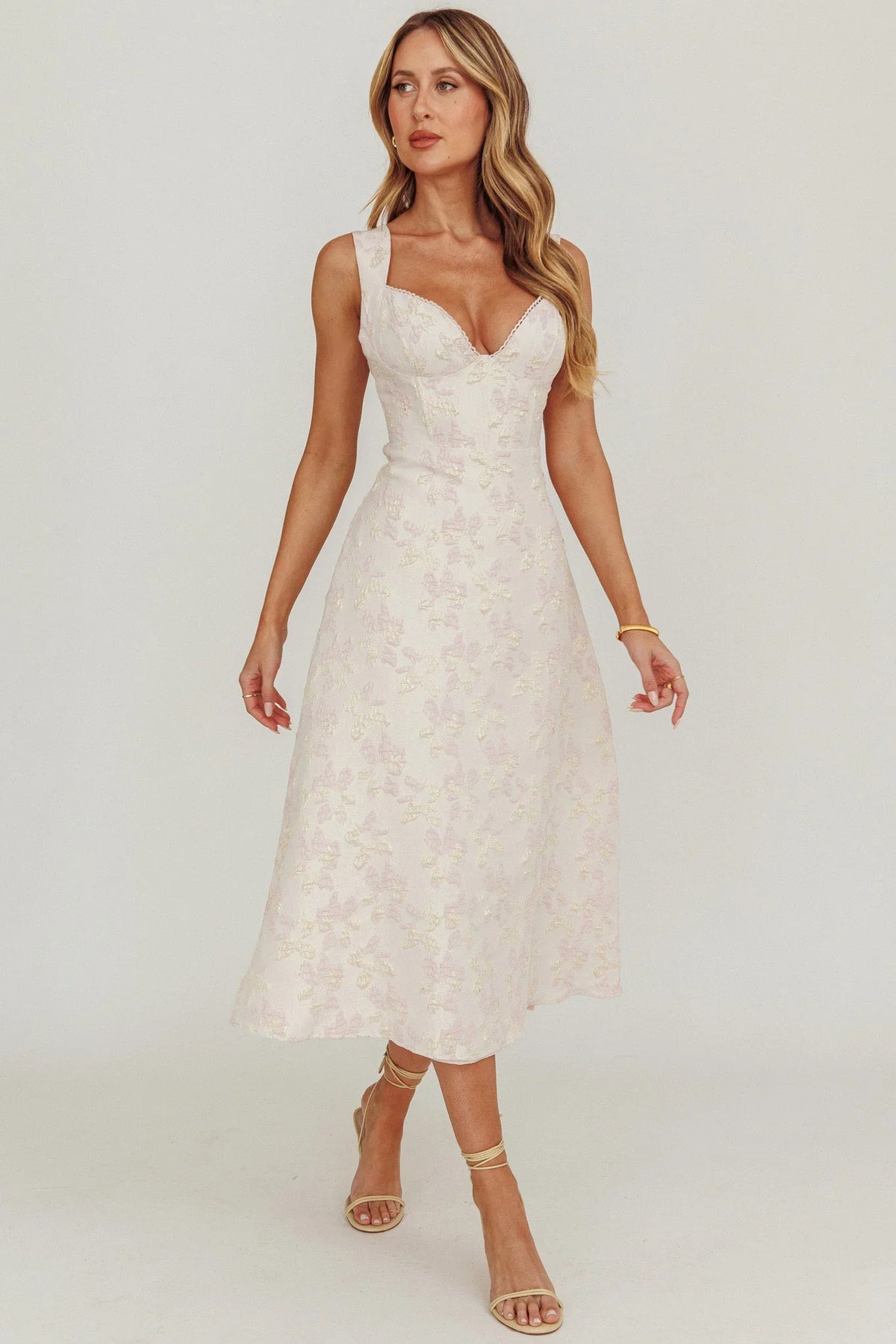 Dream Dust Lace Up Back A-Line Midi Dress