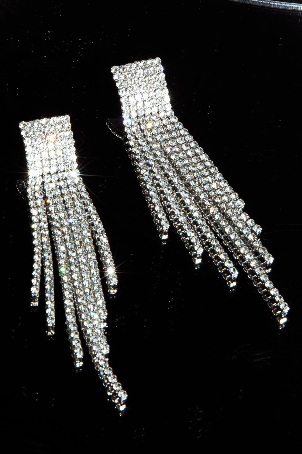 Zarah Diamante Tassel Earrings Silver