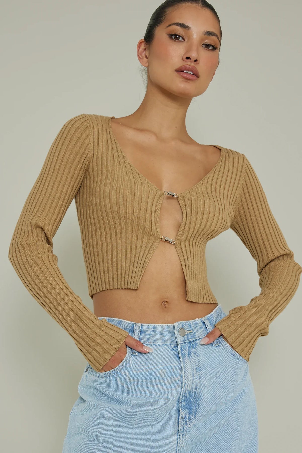 New School Long Sleeve Top Taupe