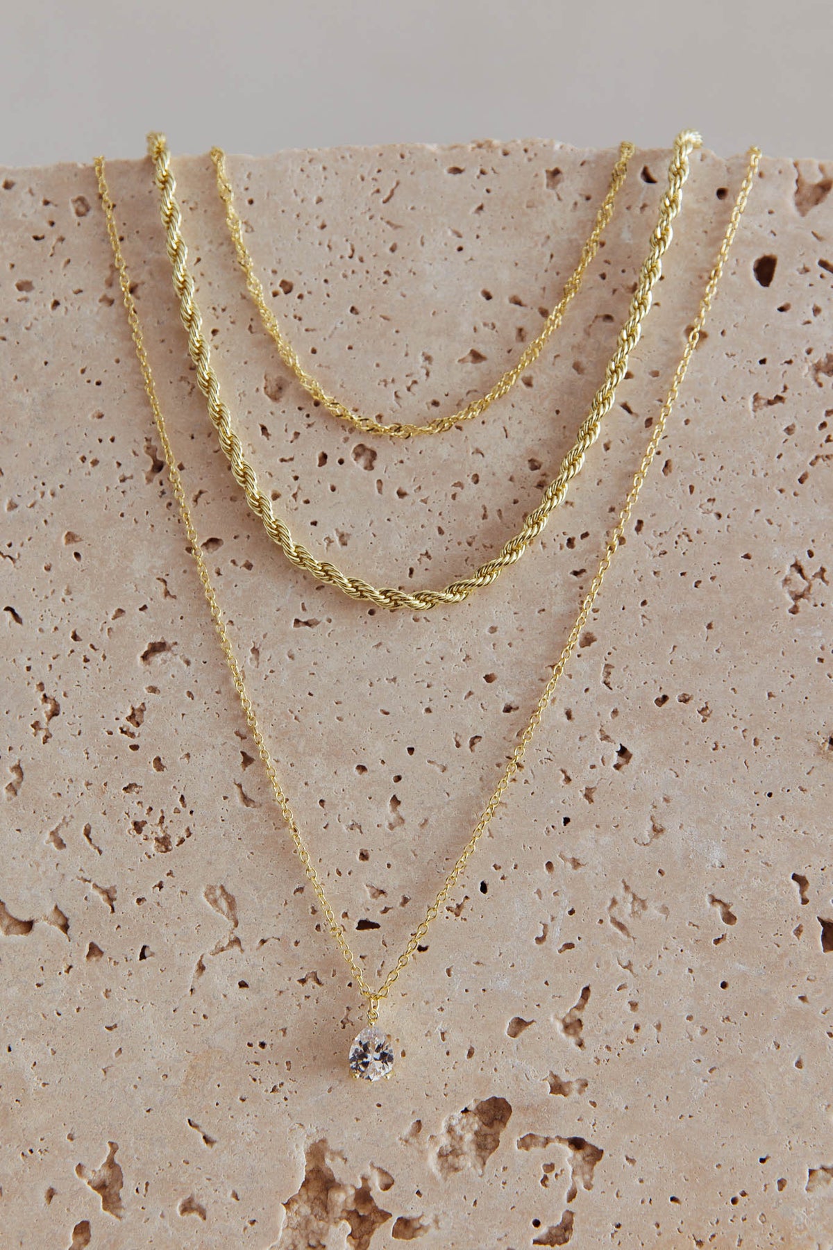 Aubrey Crystal Pendant Necklace Set Gold