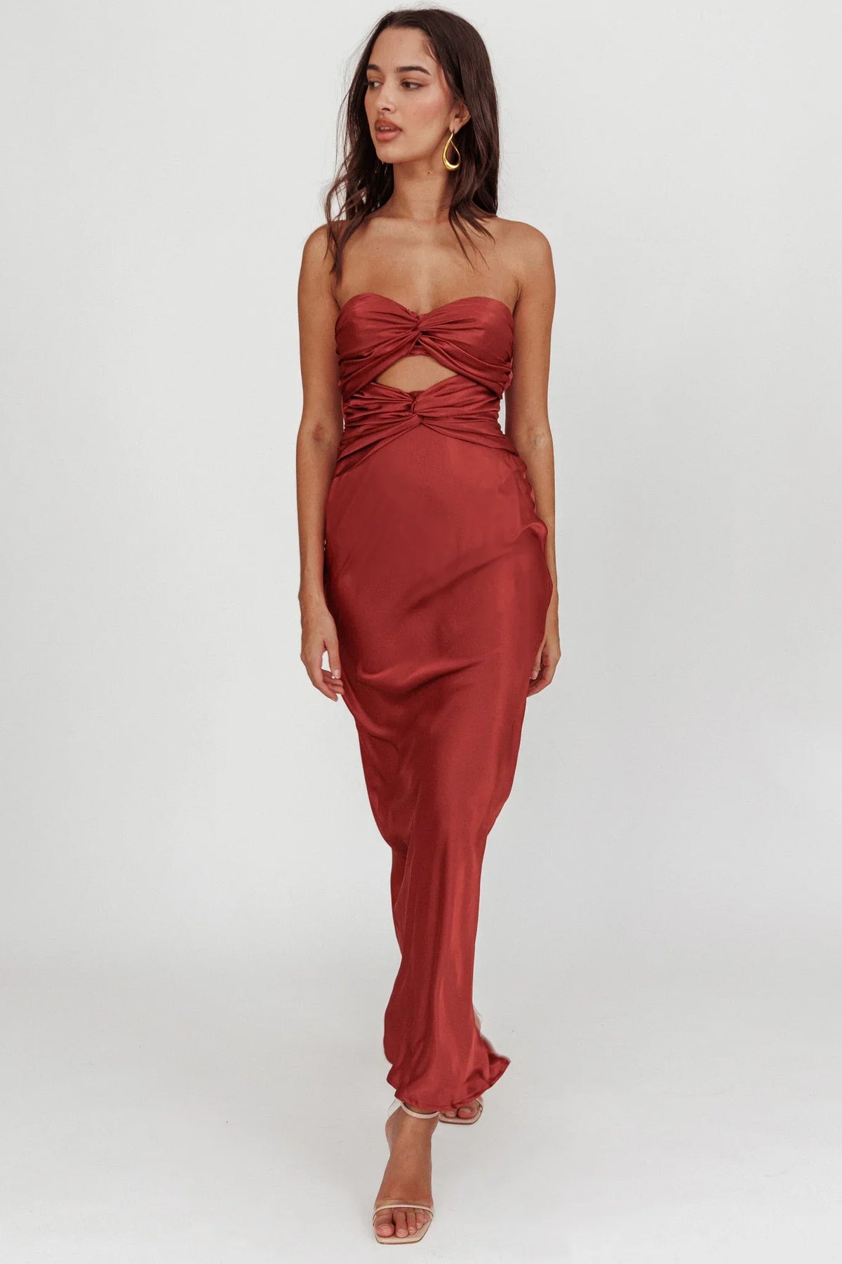 Good Impression Double Twist Maxi Dress Terracotta