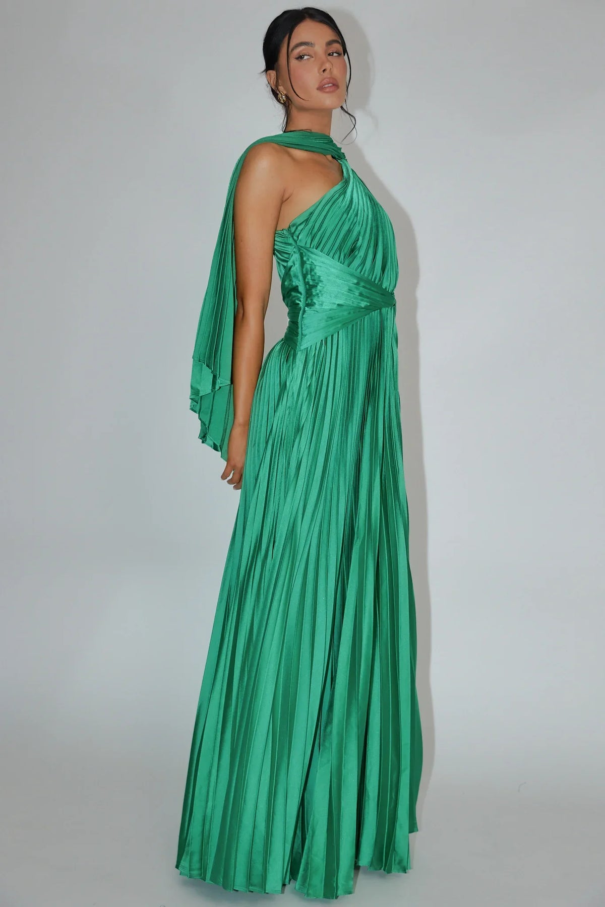 Laxmi Accordion Pleat Maxi Dress Kelly Green