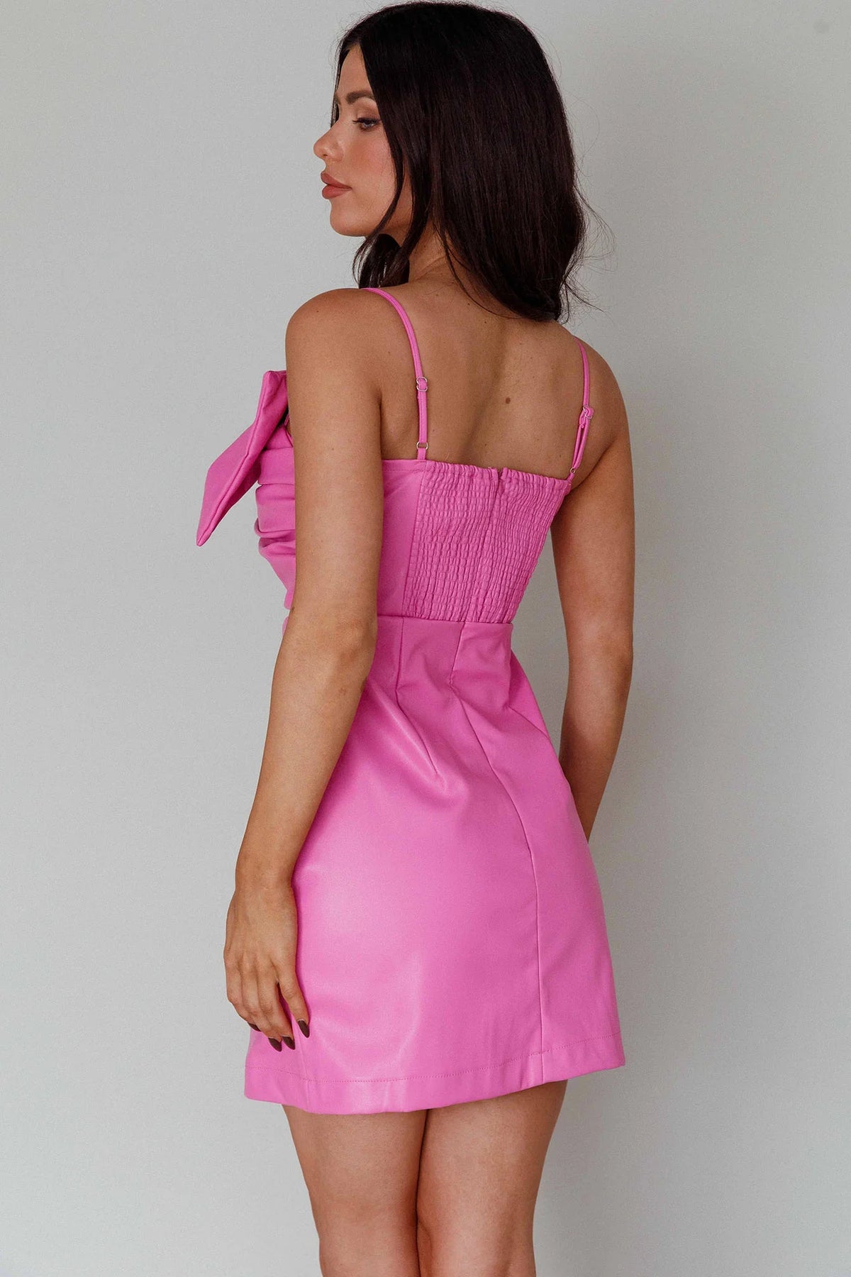 Dominika Faux Leather Mini Dress Pink