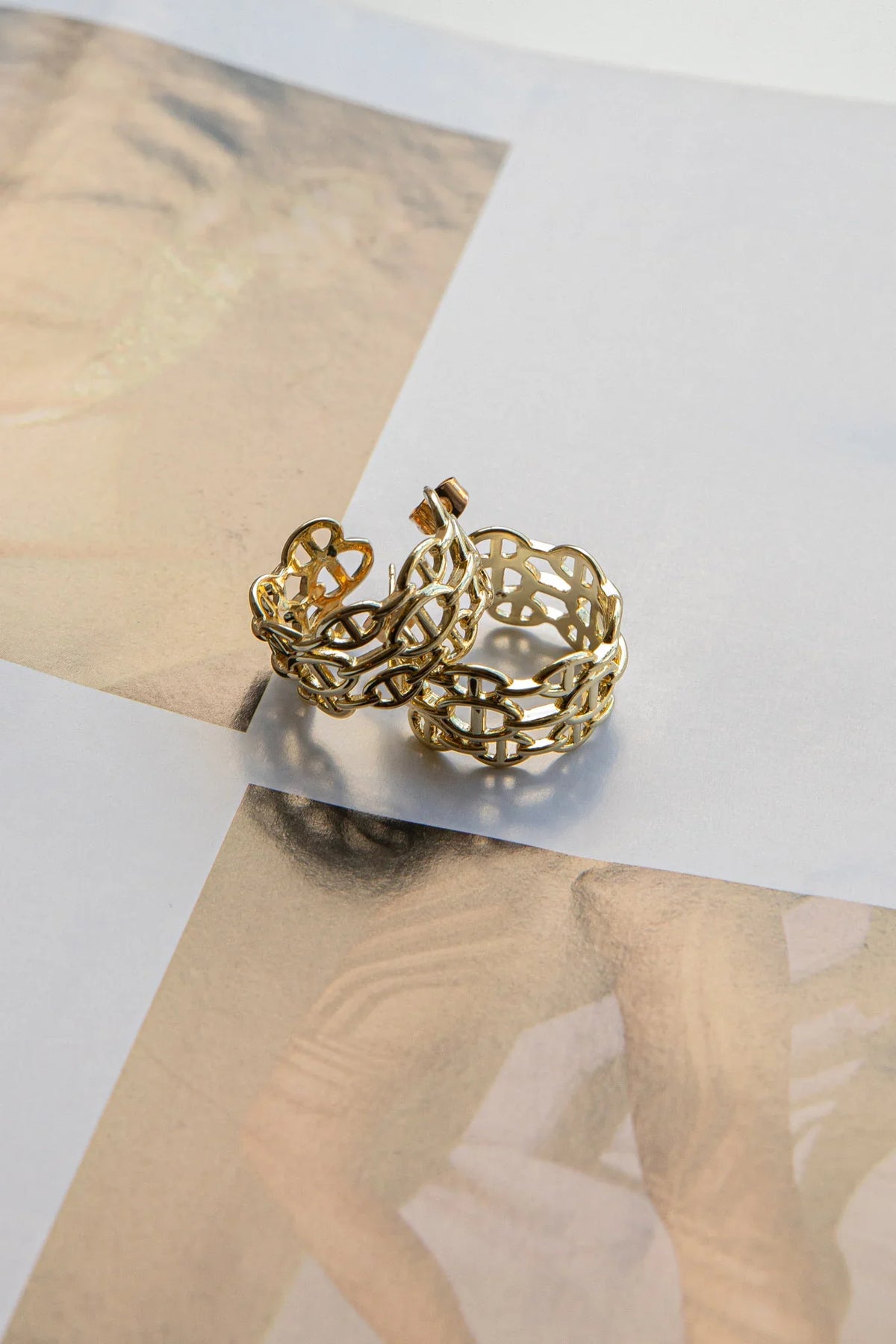 Georgiana Open Chain Hoop Earrings Gold