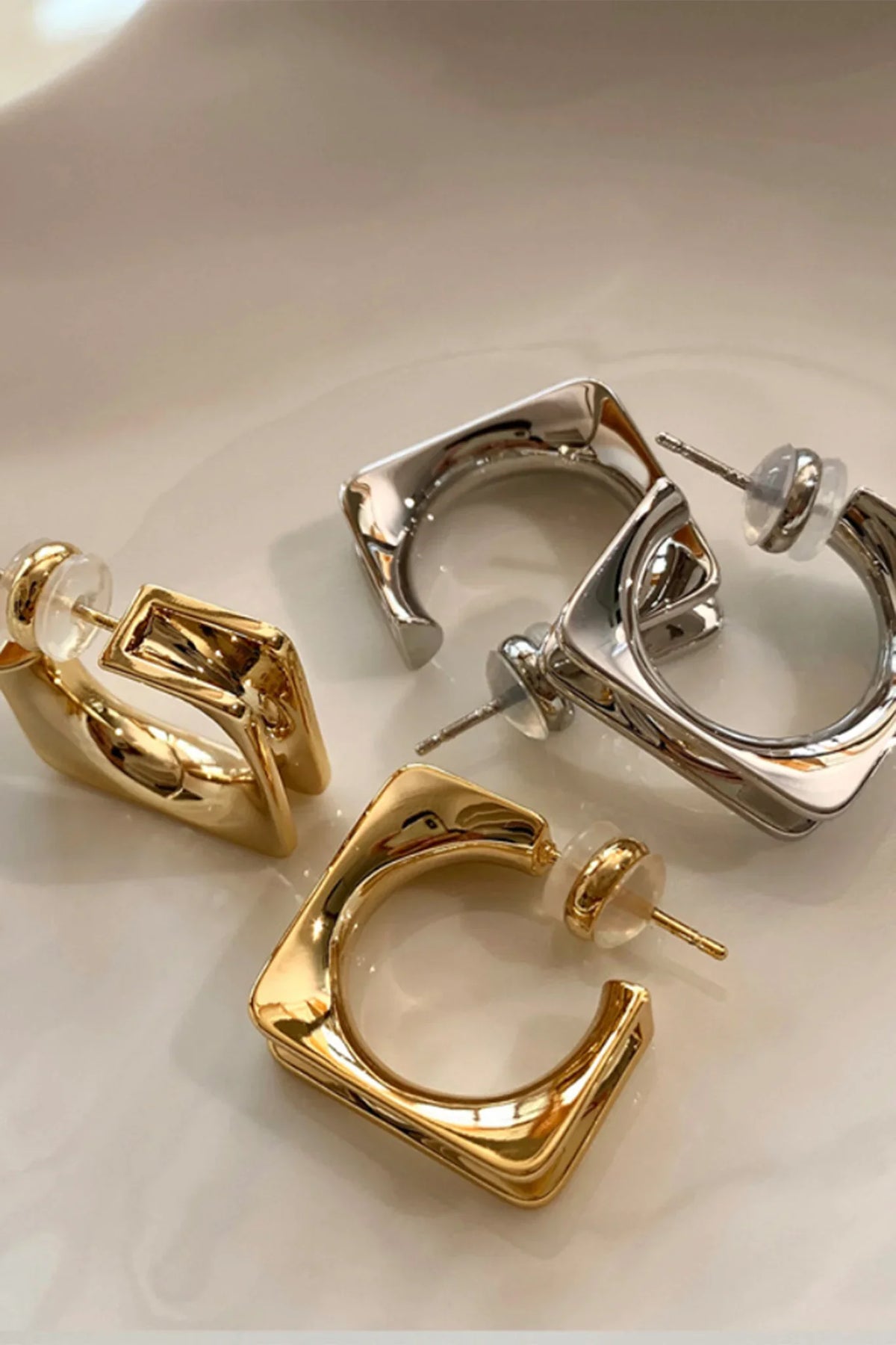 Maddox Small Square Hoop Earrings Silver