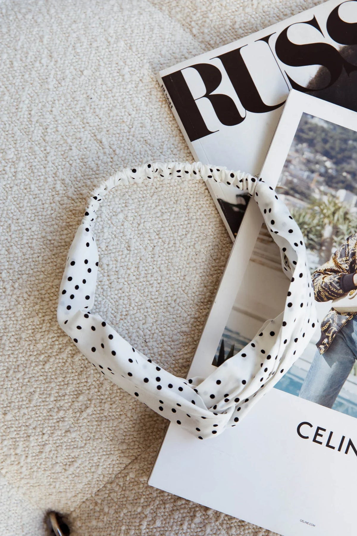 Top Knot Headband Spotted White