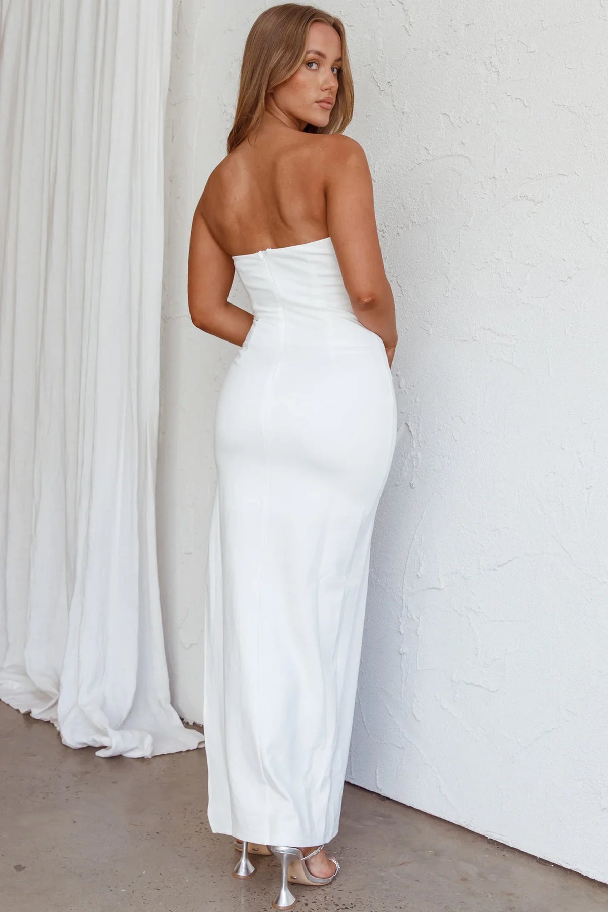Mykonos Nights Strapless Maxi Dress White