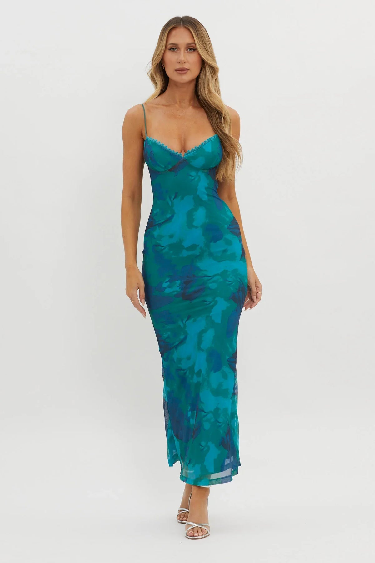 Lennox Elastic Back Bodycon Dress Floral Green