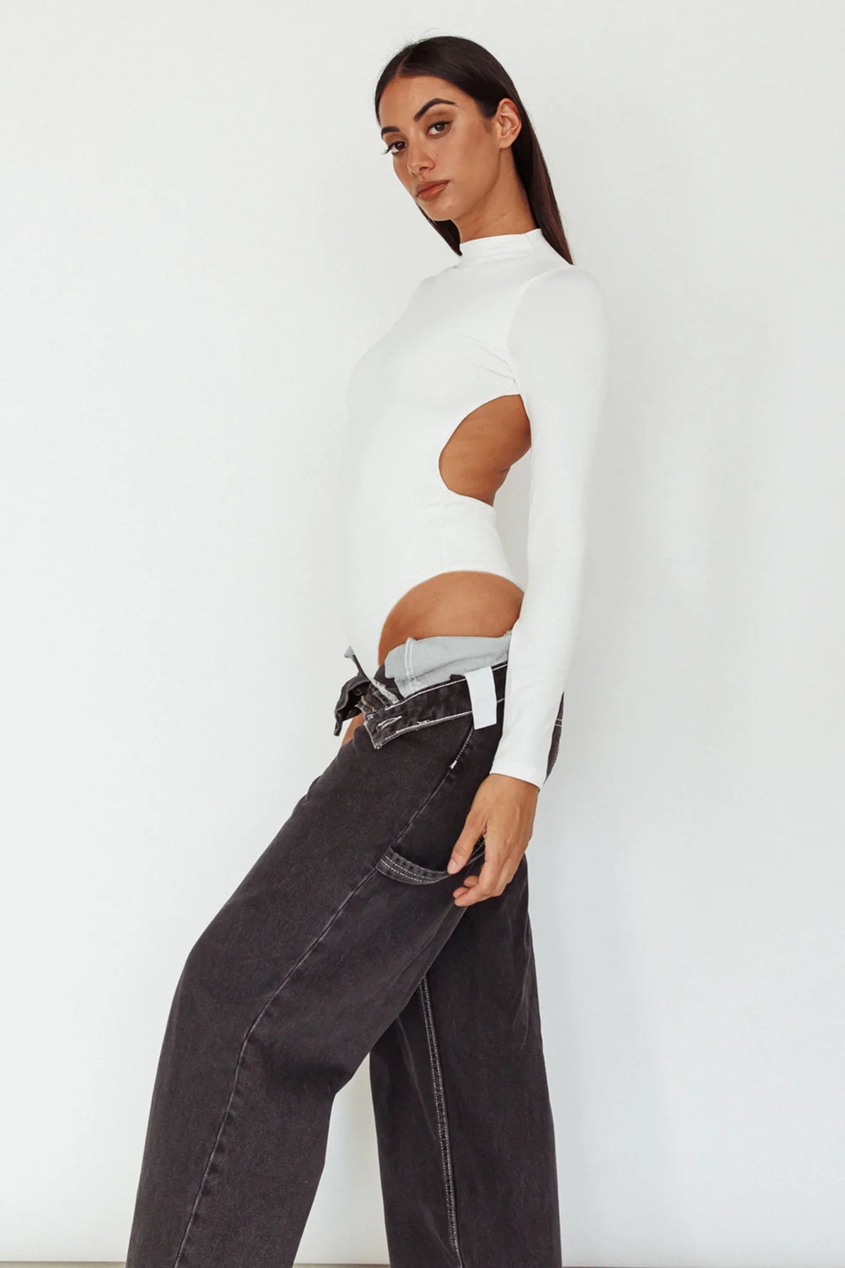 Remy Open Back Bodysuit Off White