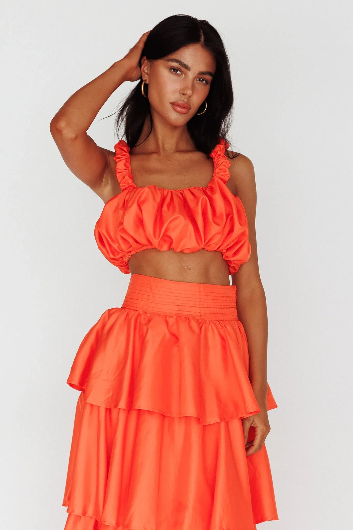 Sozo Bubble Crop Top Orange