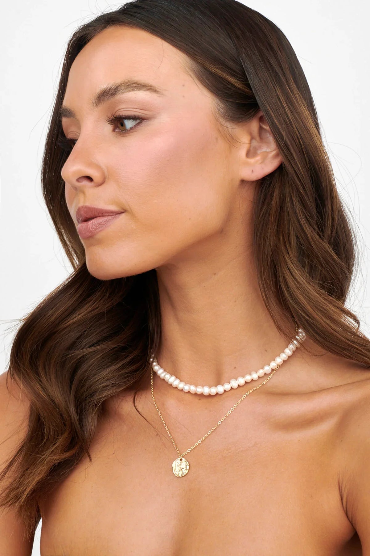 Nikita Pearl & Pendant Multi-Strand Necklace Gold