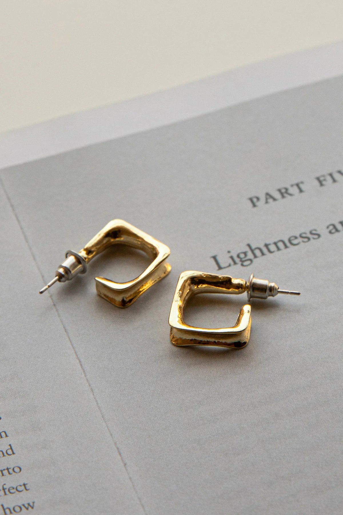 Isis Open Trapeze Hoop Earrings Gold