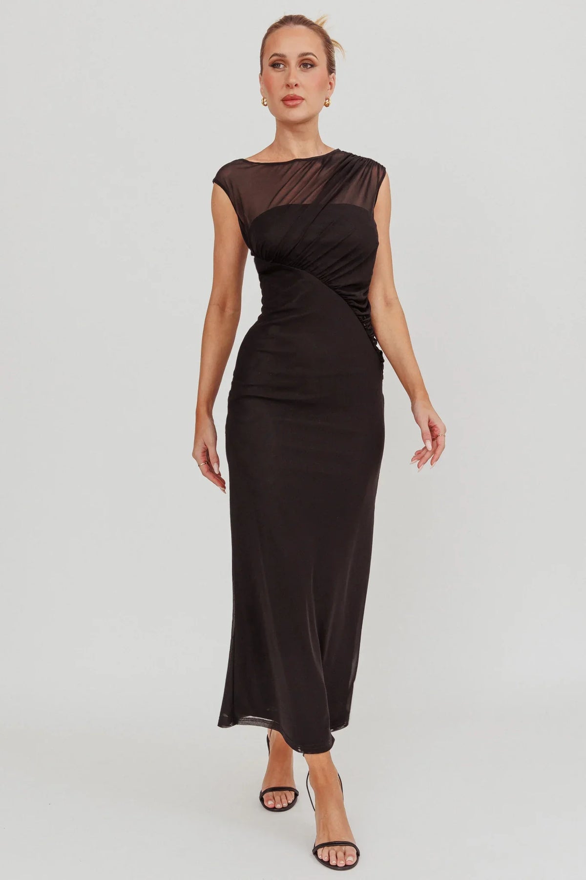 Passion Mesh Sleeveless Maxi Dress Black