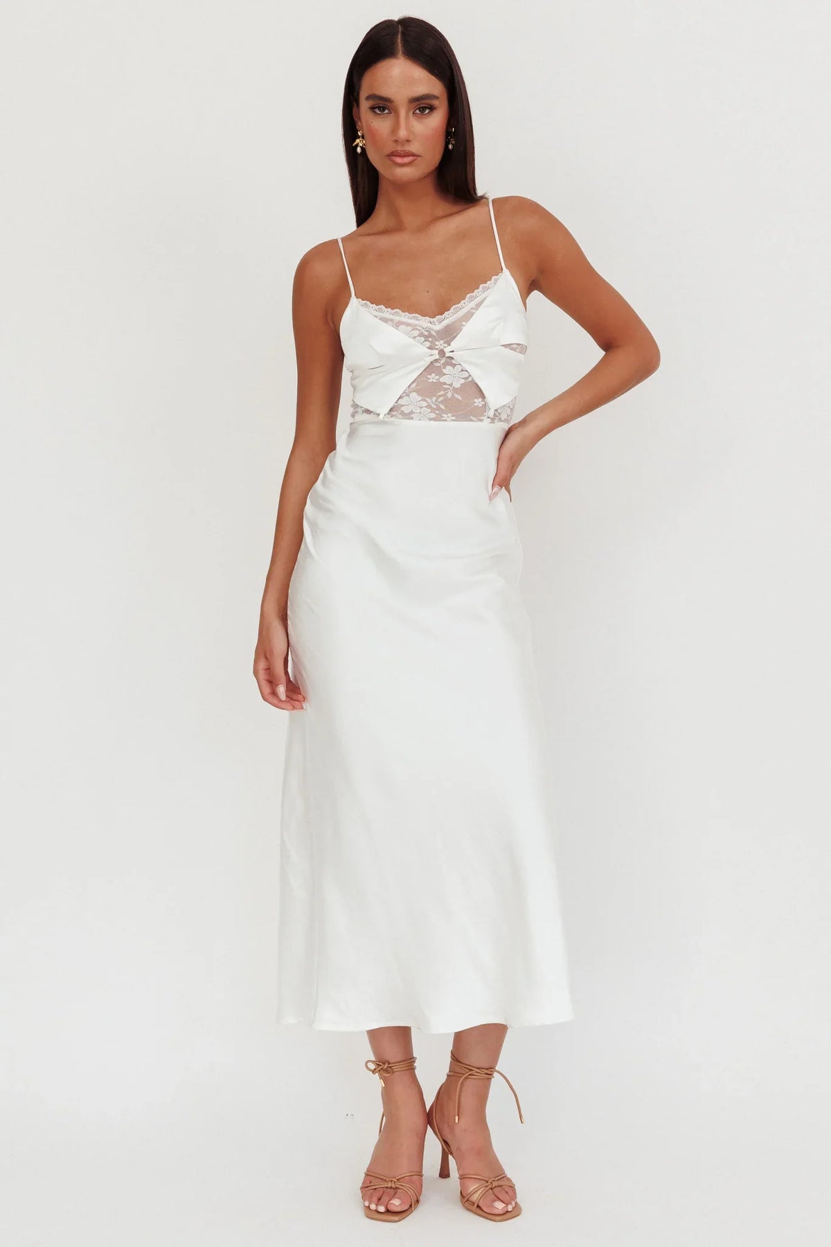 Impressions Lace Bodice Maxi Dress White