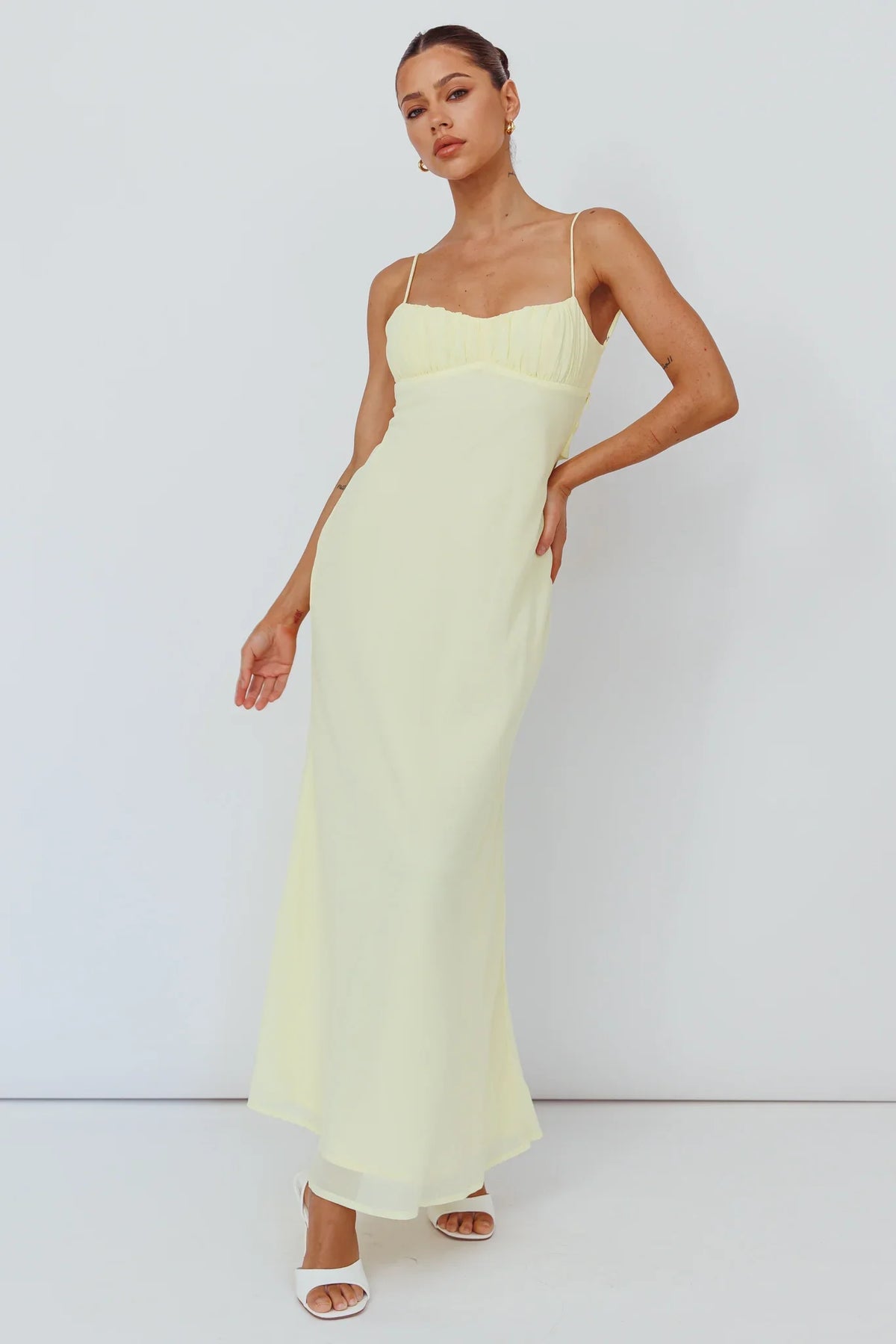 Nerida Twist Back Maxi Dress Lemon
