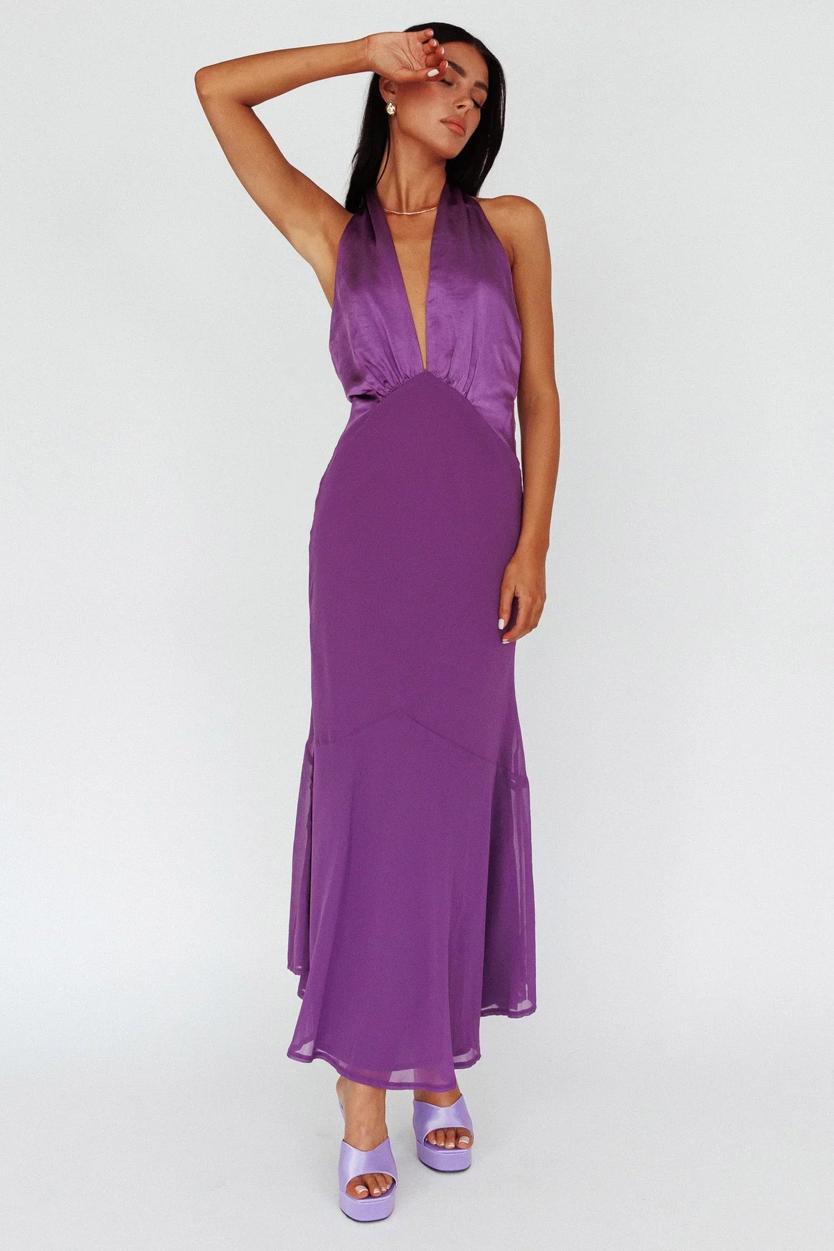 Vision Halterneck Midi Dress Violet