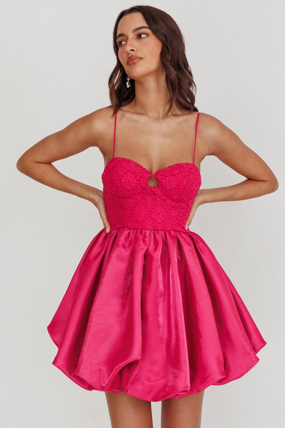 Lucia Bubble Skirt Mini Dress Hot Pink