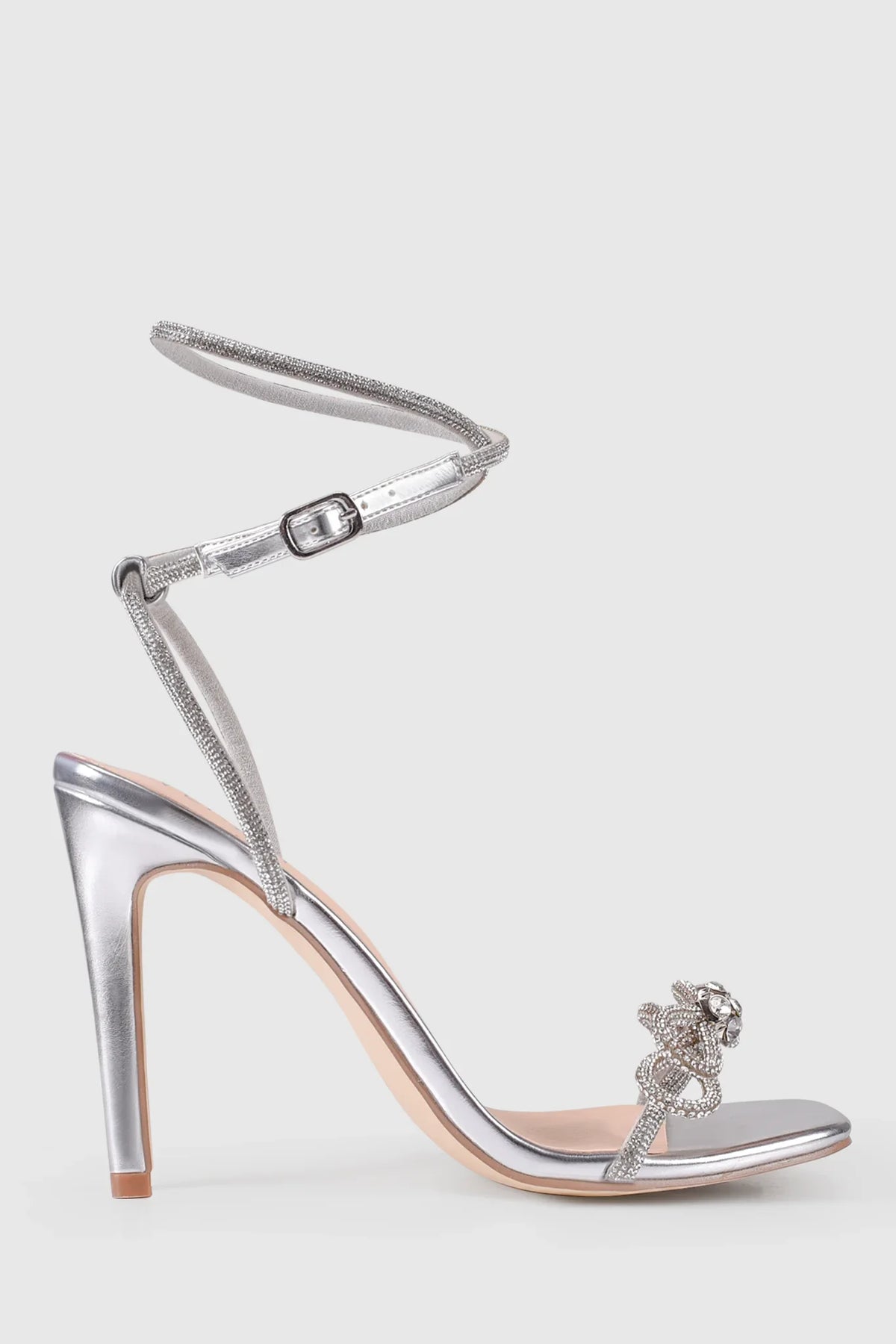 VERALi Ottawa Diamante High Heels Silver Metallic Smooth