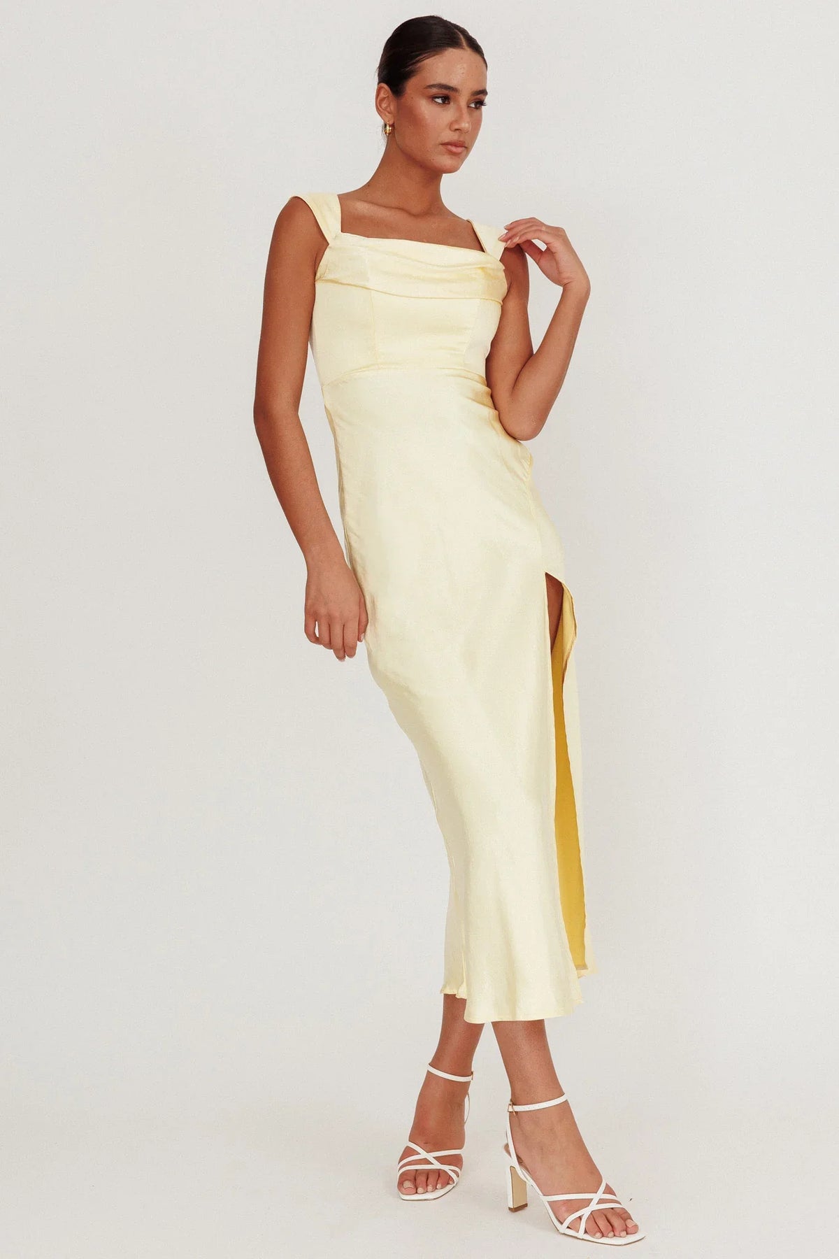 Lucinda Off-Shoulder V-Back Dress Butter