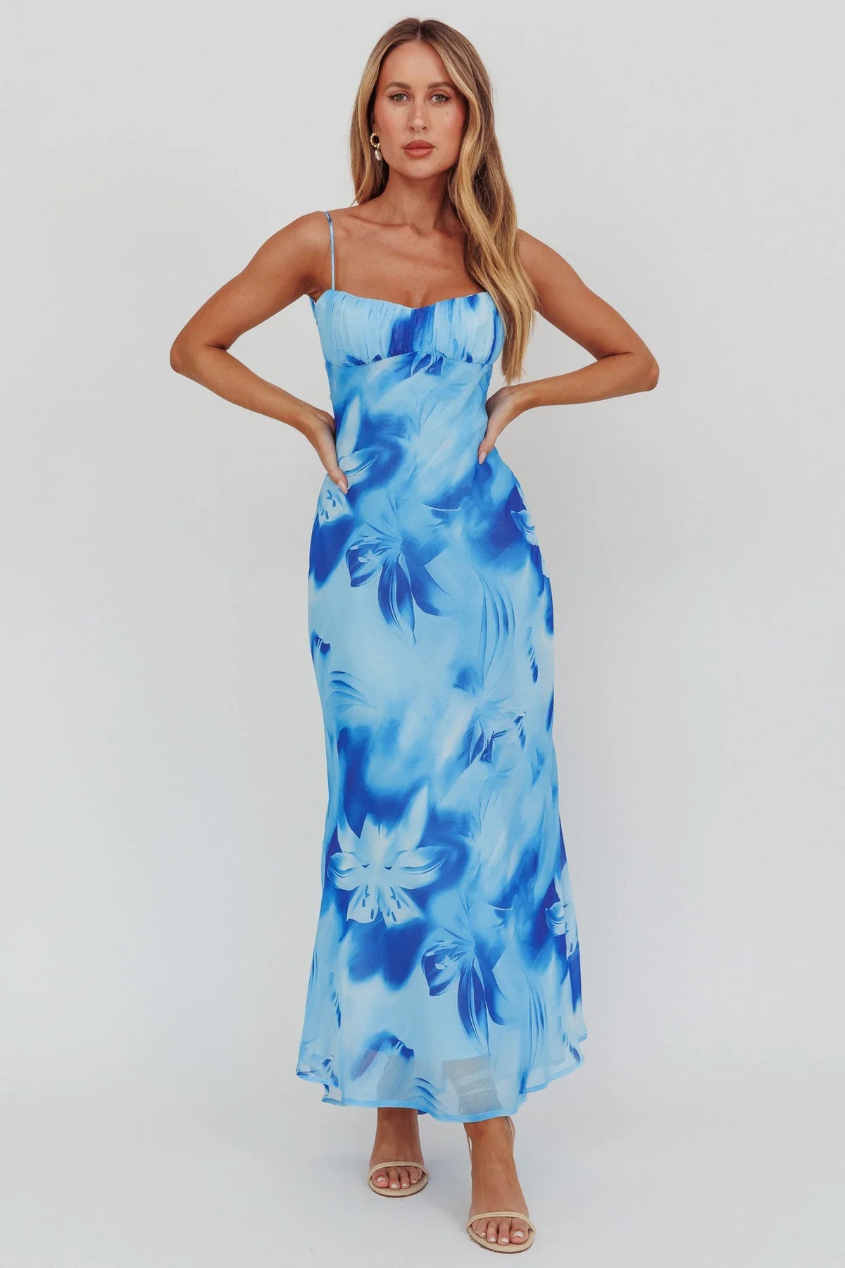 Nerida Low Back Twist Maxi Dress Lily Blue
