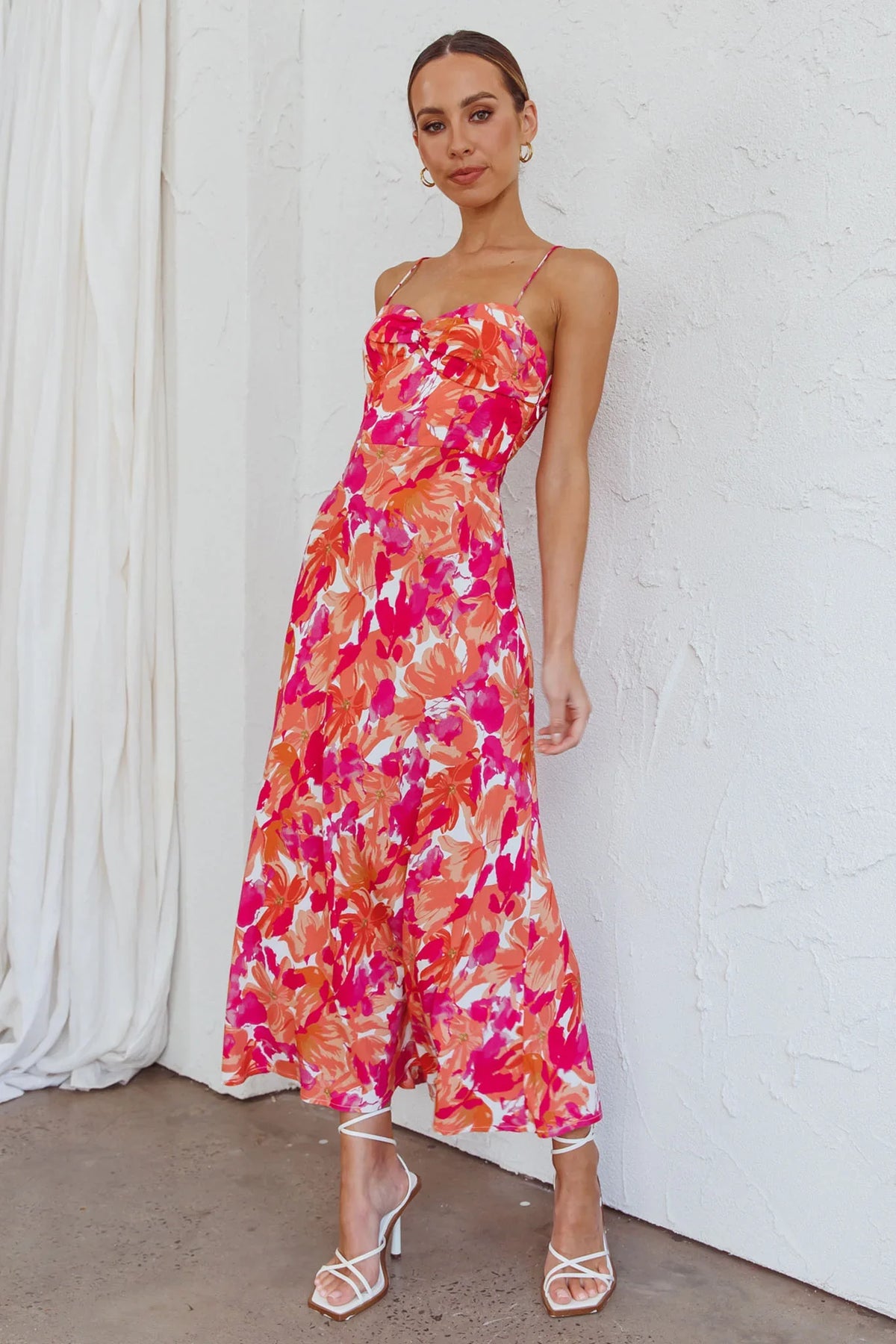 Golden Sands Cami Strap Maxi Dress Floral Red