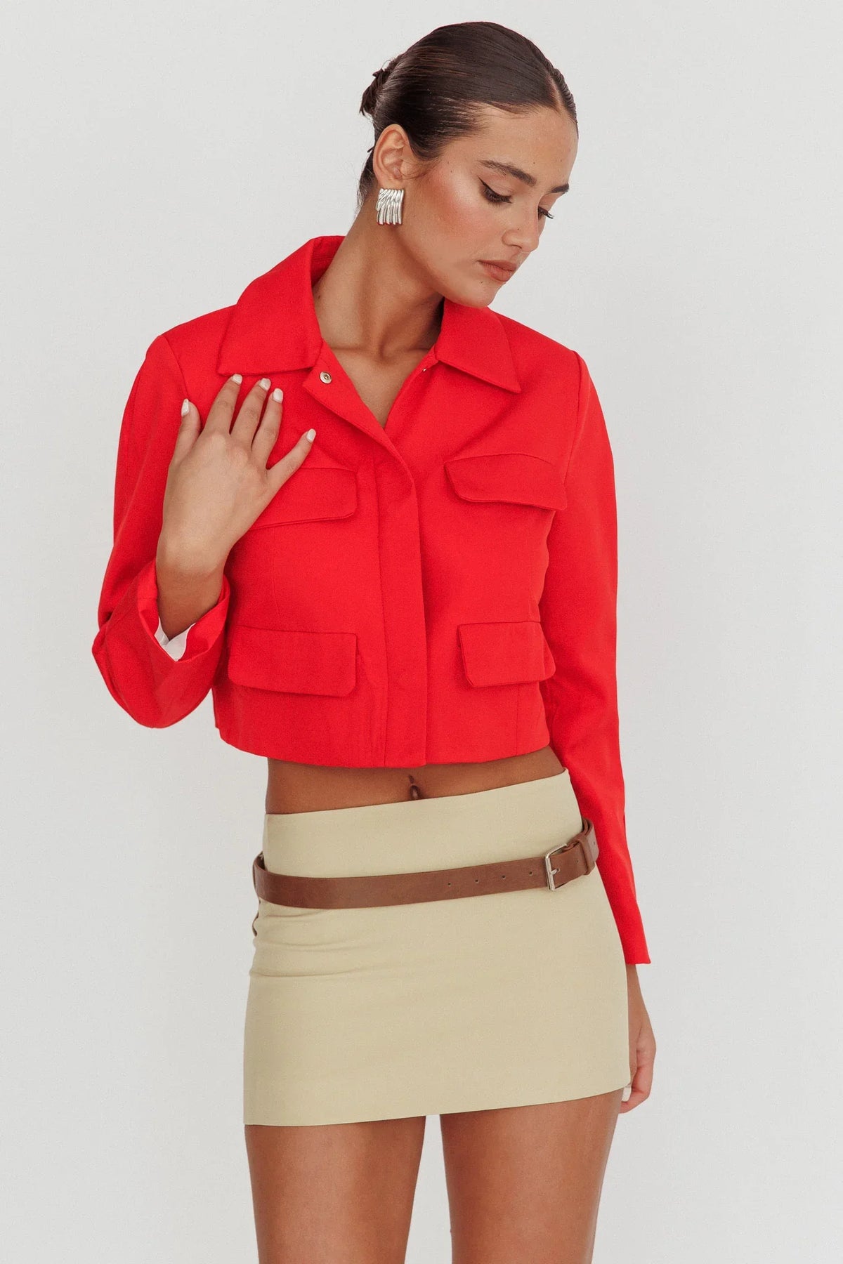 Cinder Crop Jacket Red