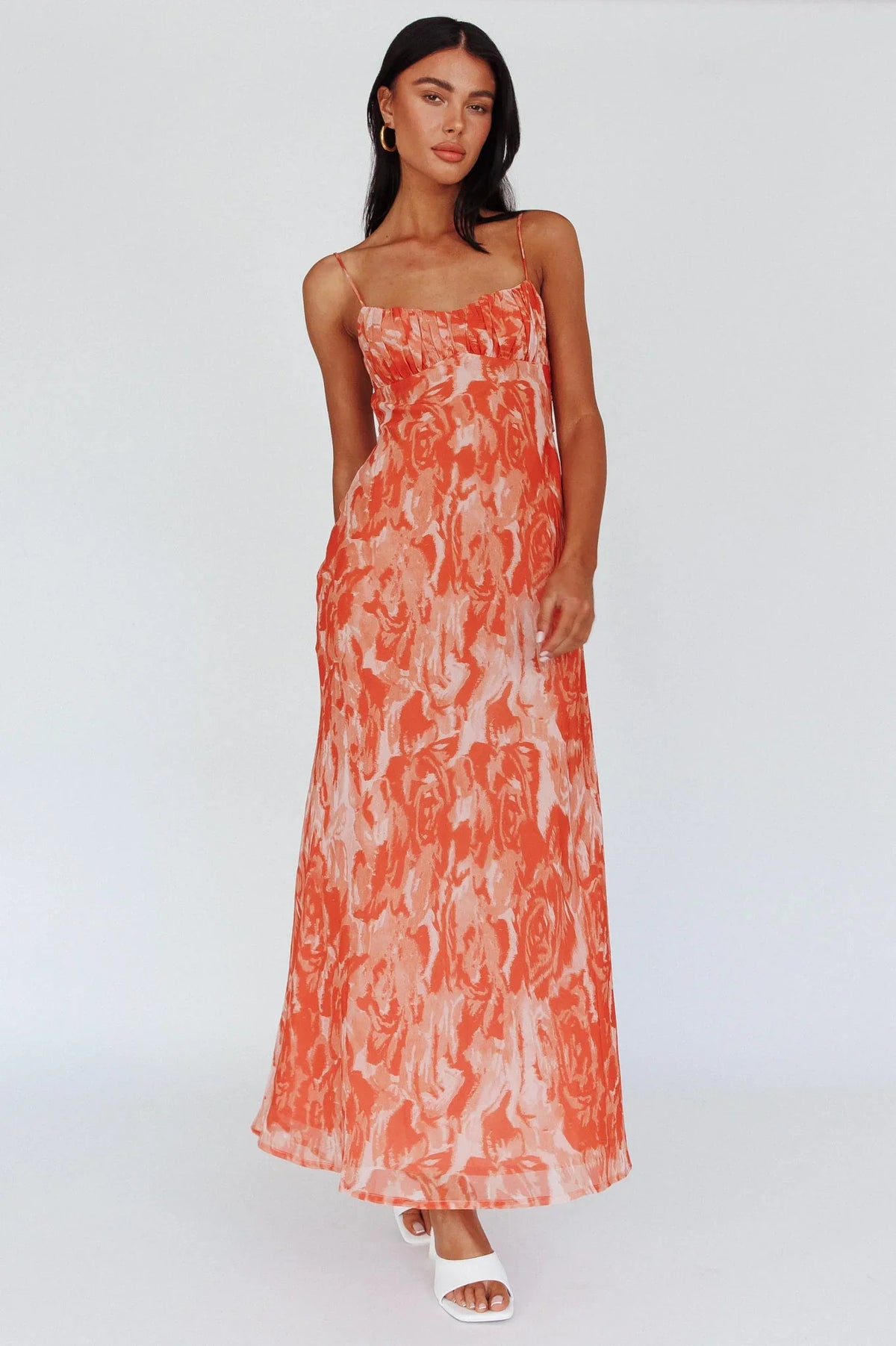 Nerida Twist Back Maxi Dress Swirl Orange