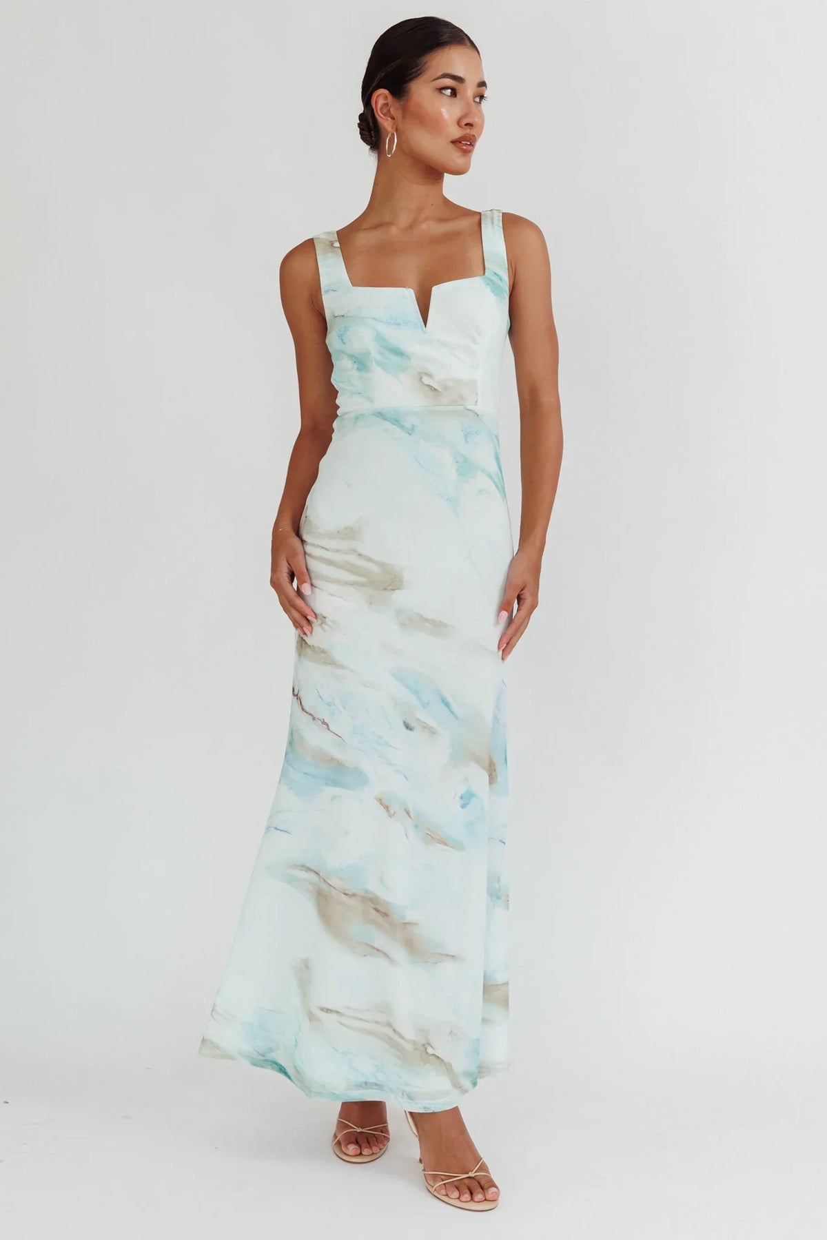 Jovelle Strappy Back Maxi Dress Marble Blue