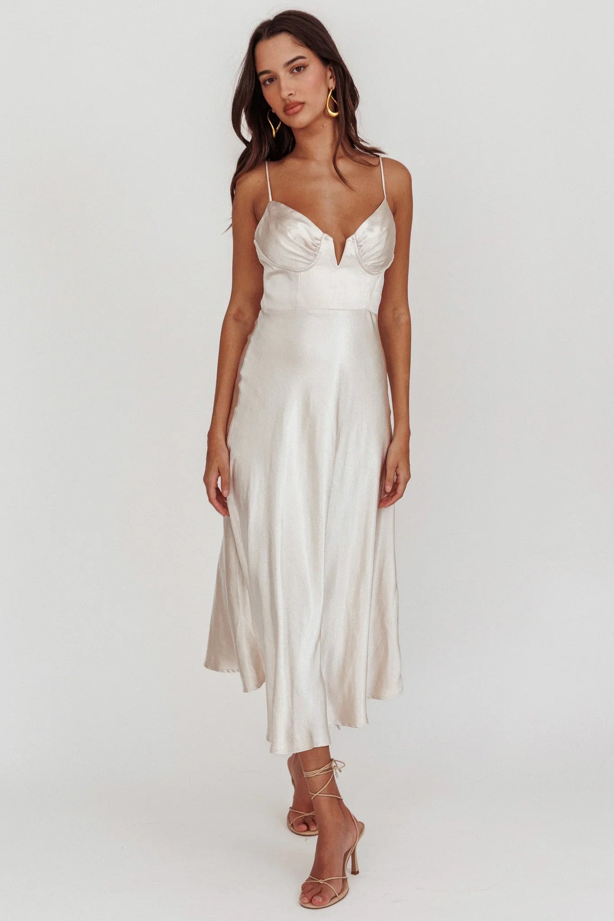 Lake Como A-Line Midi Dress Champagne