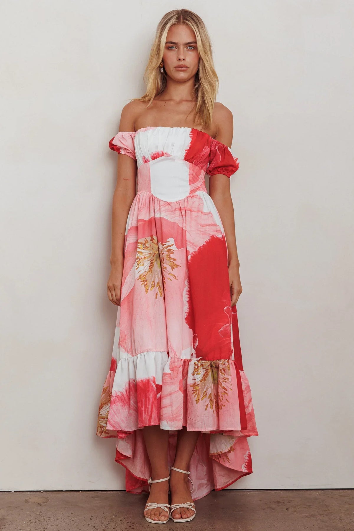 Sunday Mornings Ruched Bust Maxi Dress Floral Blush