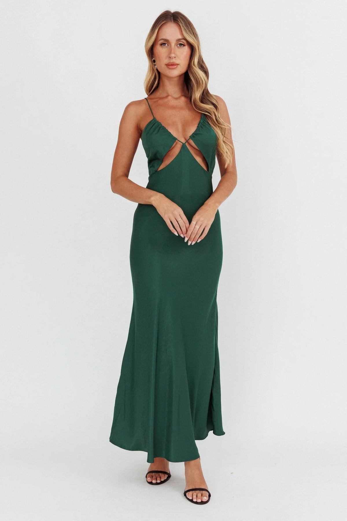 Casa Nova Cut-Out String Dress Emerald