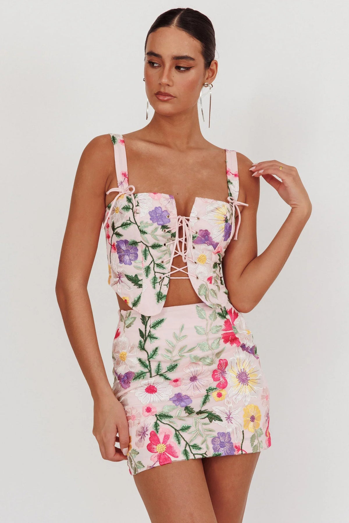 High Street Jacquard Mini Skirt Floral Multi