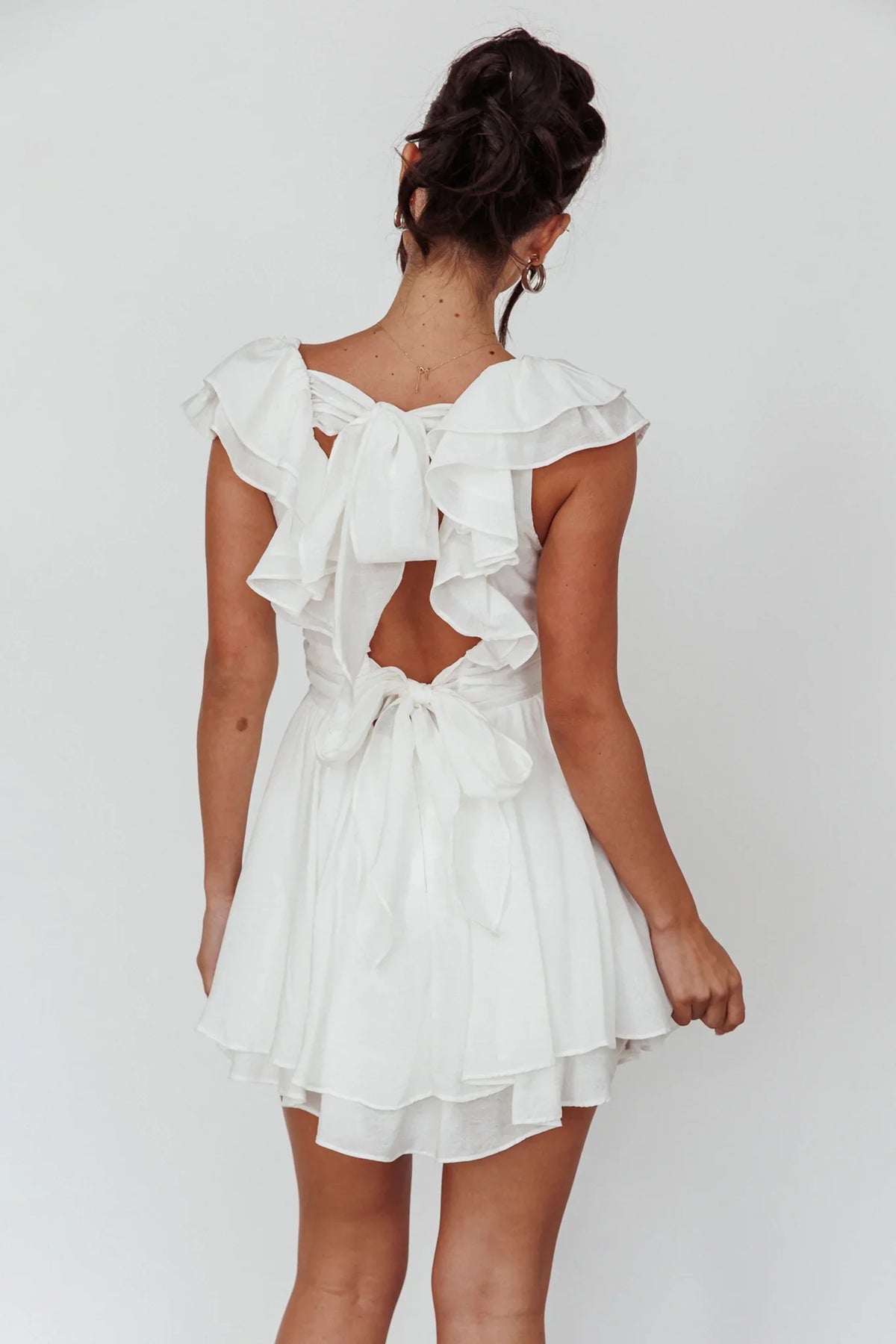 Glory Days Ruffle Shoulder Romper Off White