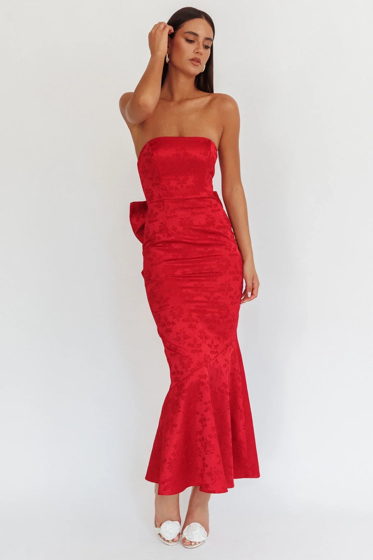 Melty Kisses Bow Back Maxi Dress Wine