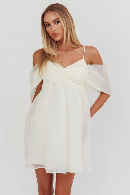 Little Liar Organza Mini Dress Light Beige