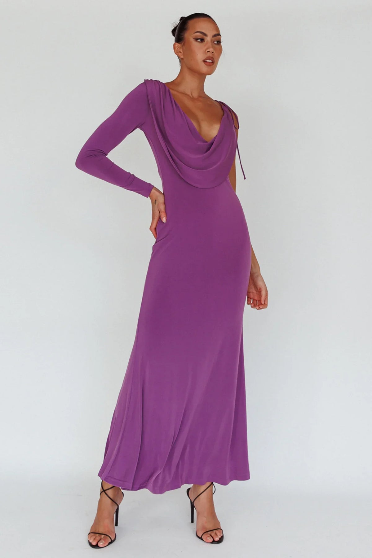 Star Walker One Sleeve Maxi Dress Purple