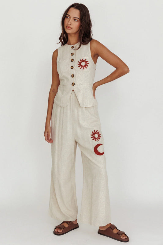 Swing Of Things Sun And Moon Wide Leg Pants Oat