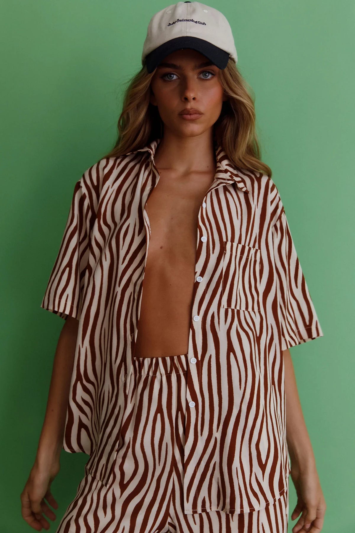 Just A Hunch Button Shirt Zebra Brown