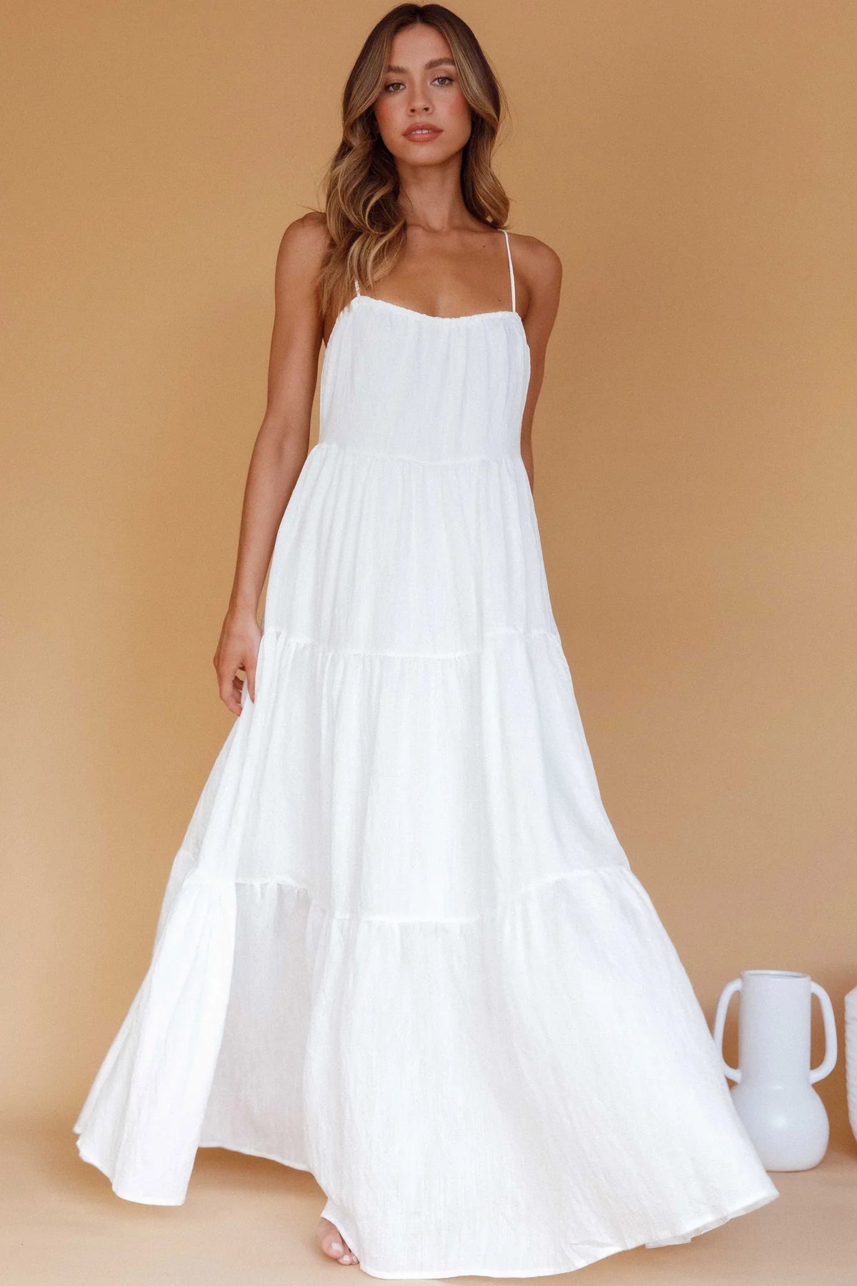 Bora Bora Tied Back Maxi Dress White