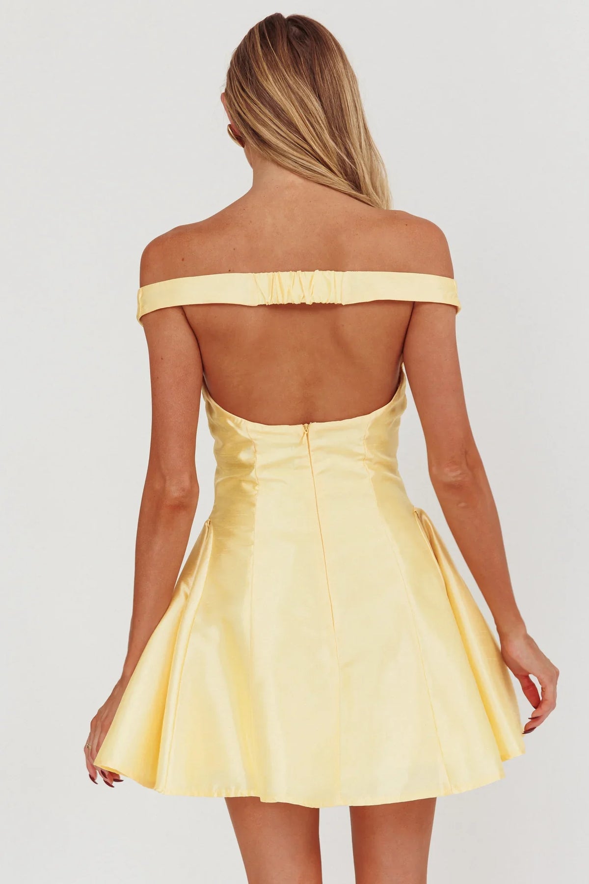 Silver Sun Off-Shoulder Mini Dress Soft Butter
