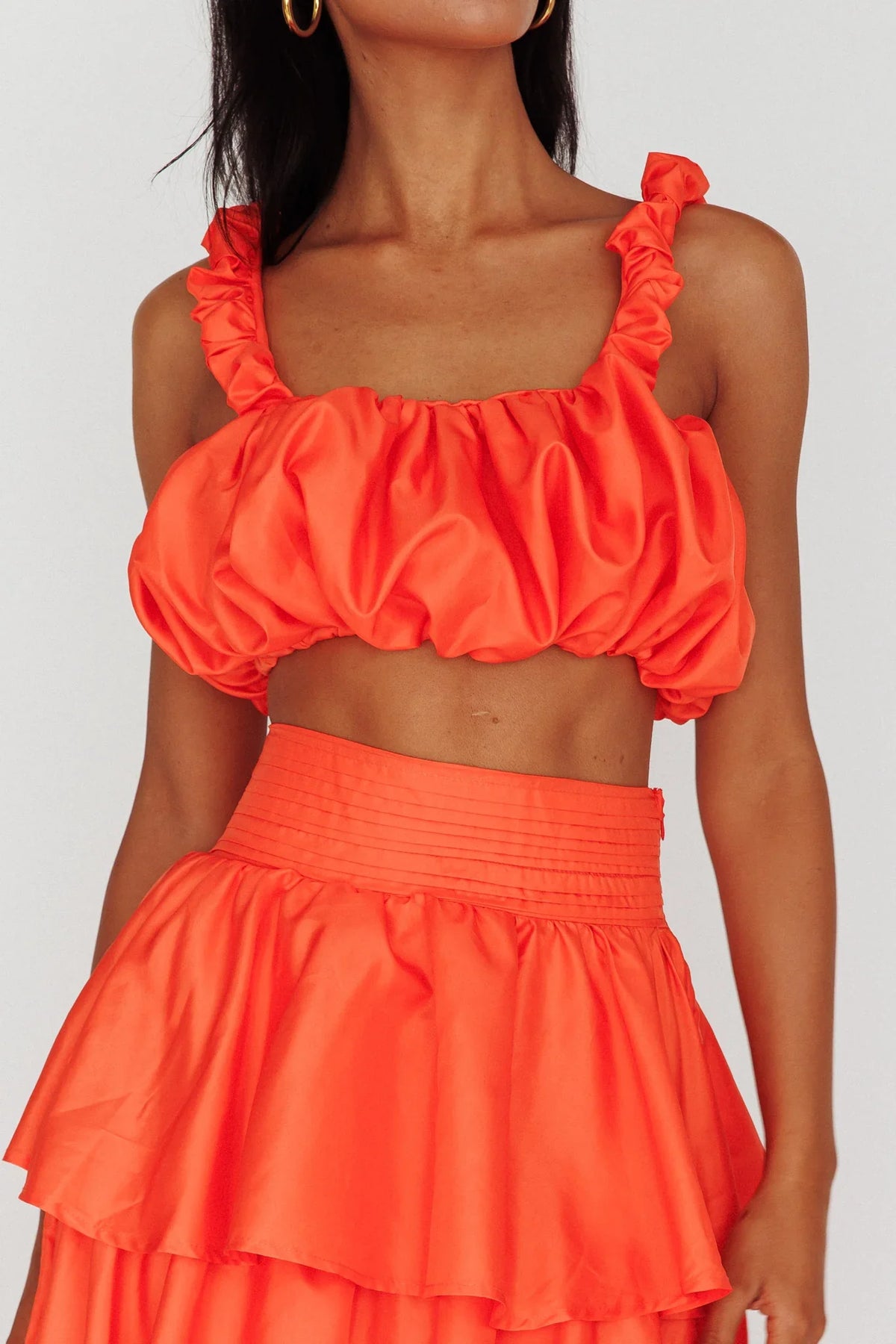 Sozo Bubble Crop Top Orange