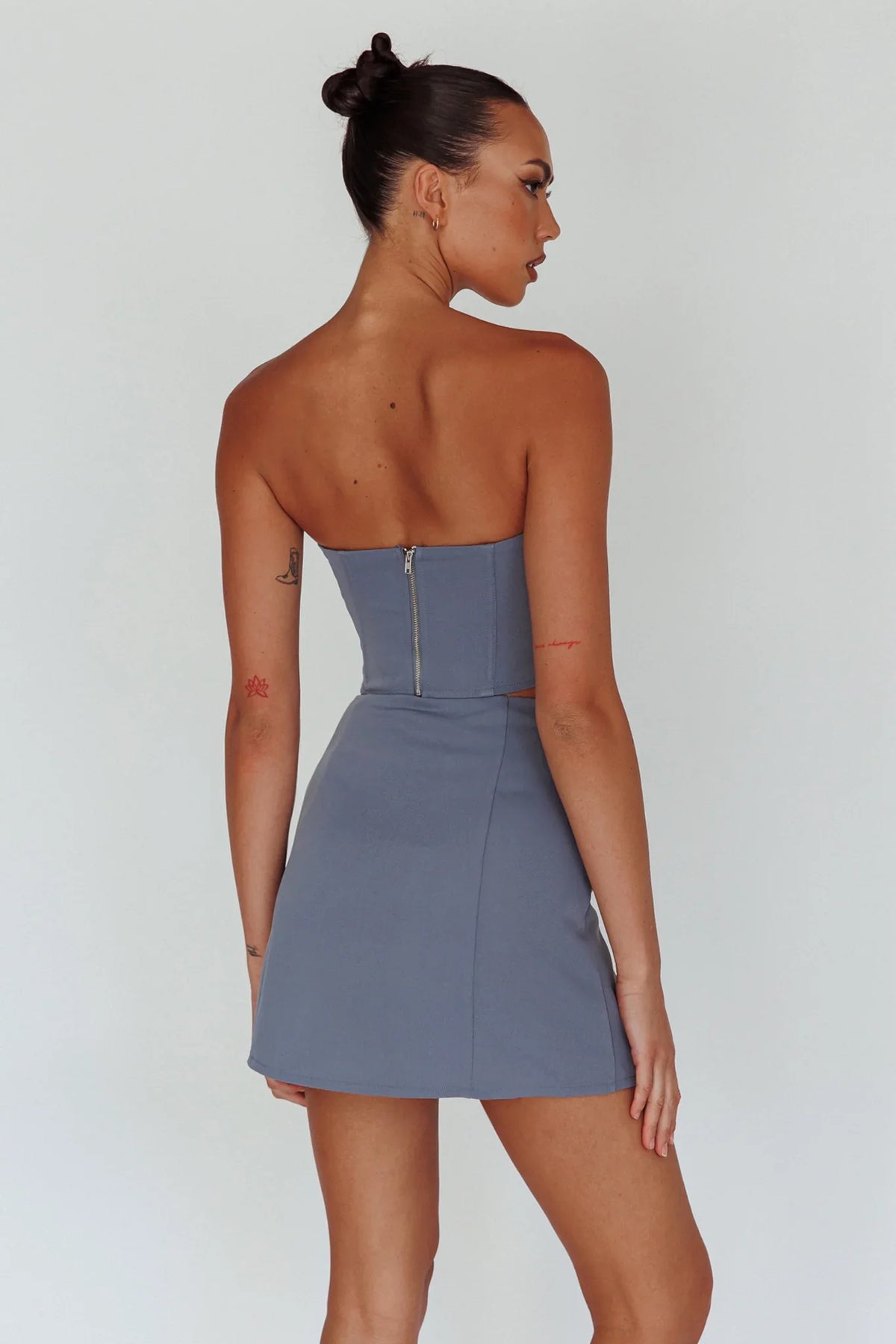 Ventura Lace-Up Skirt Suit Grey