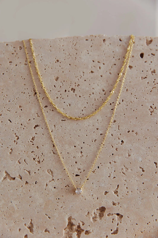 Sarai Crystal Pendant Necklace Set Gold