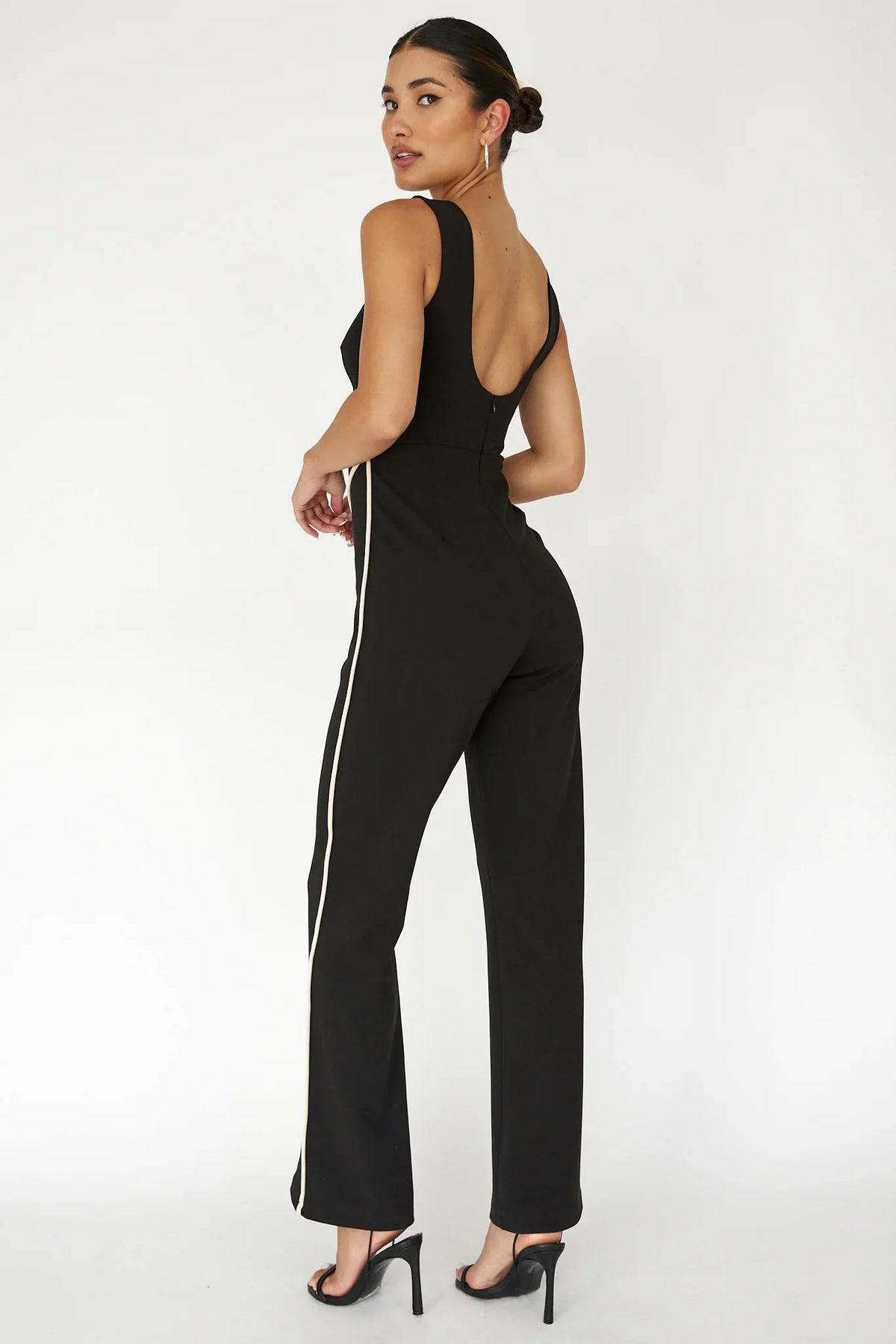 Shenae Piping Trim Jumpsuit Black