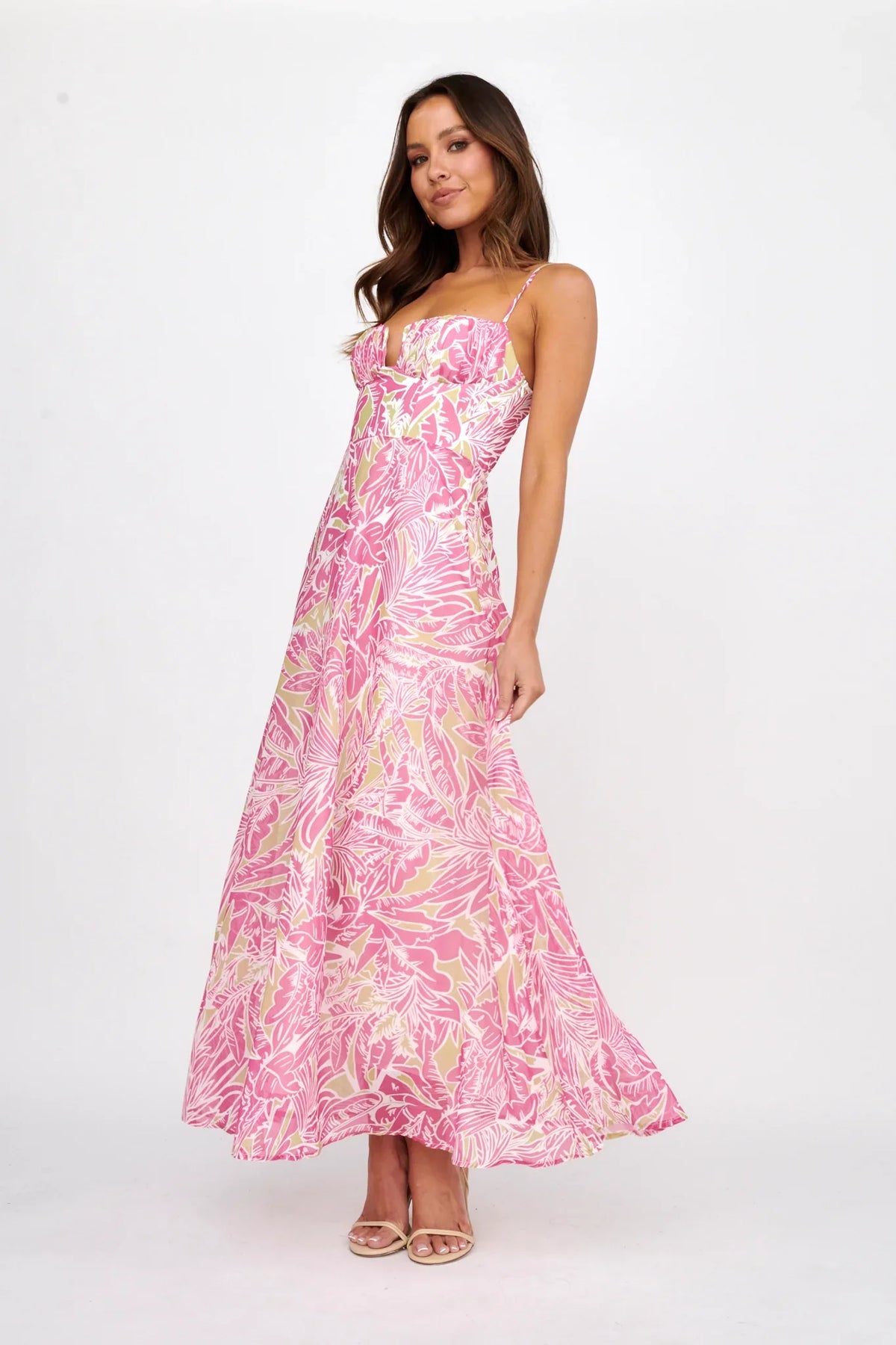 Kindred Love Gathered Bust Maxi Dress Pink