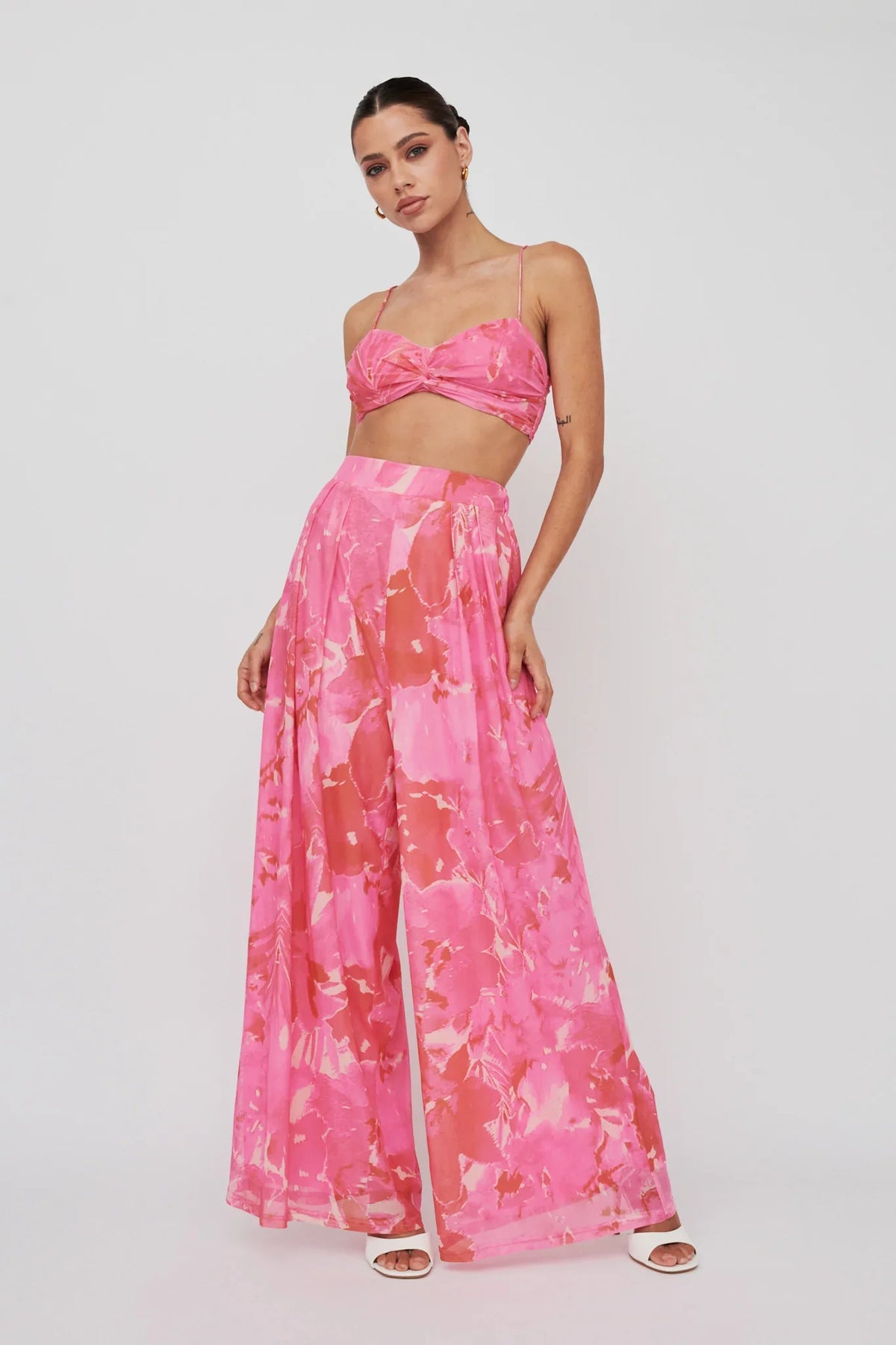 Tammi Wide Leg Pants Print Blush