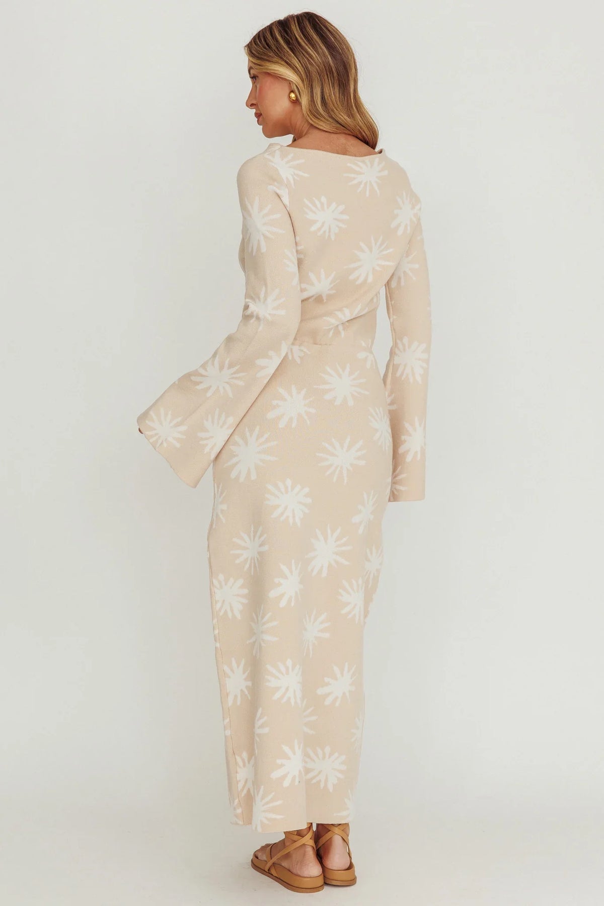Orleans Star Print Knit Maxi Dress Sand
