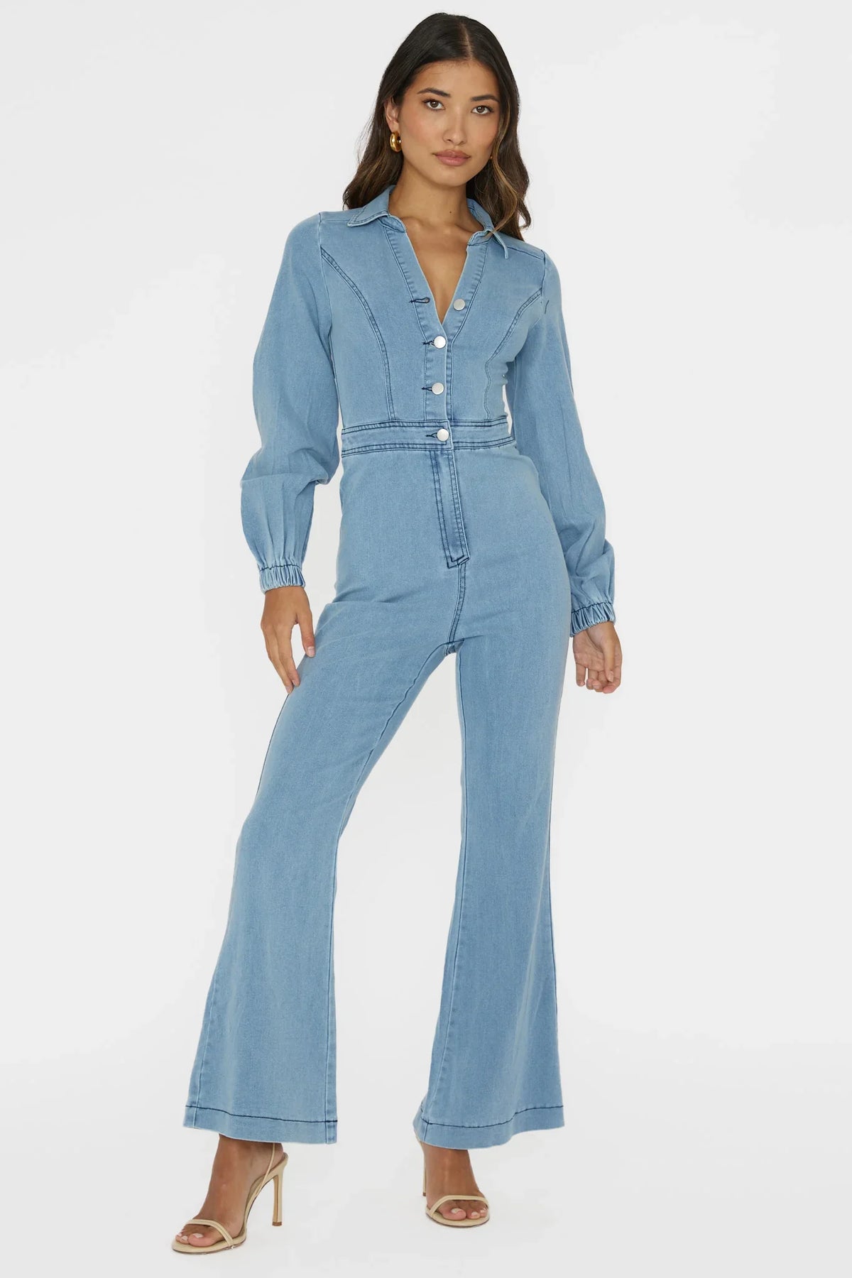 Emilio Long Sleeve Jumpsuit Denim Blue