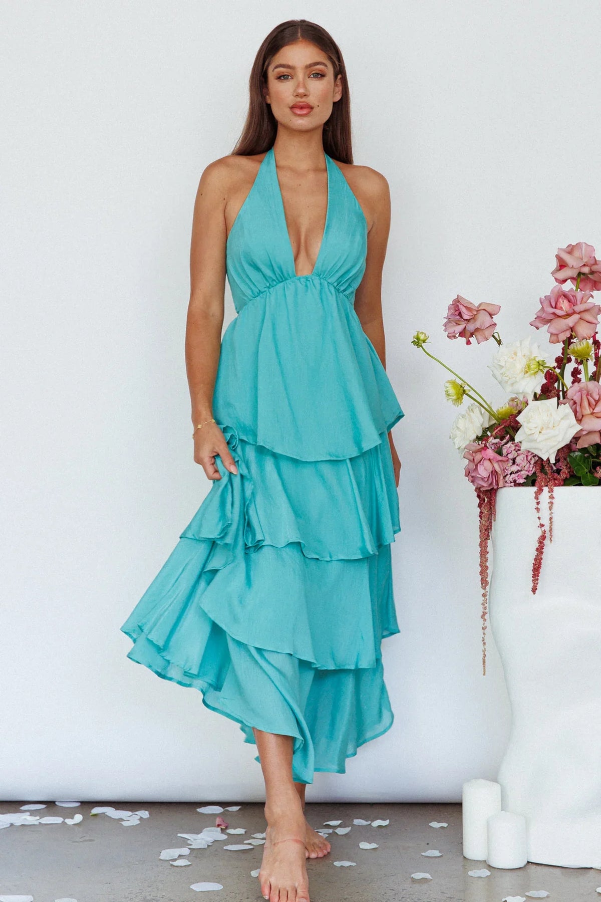 Catalina Tiered Ruffle Maxi Dress Mint