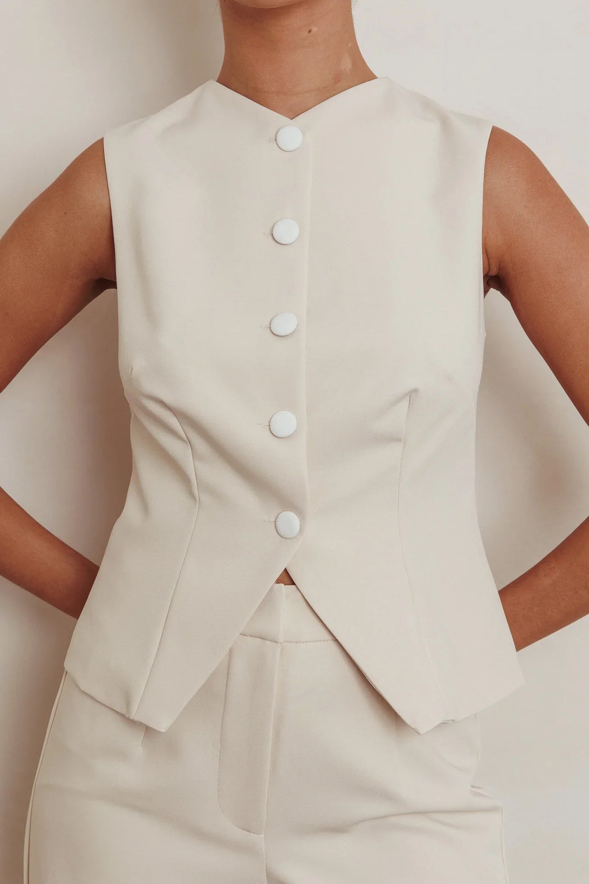 Consideration Sleeveless Vest Top Beige
